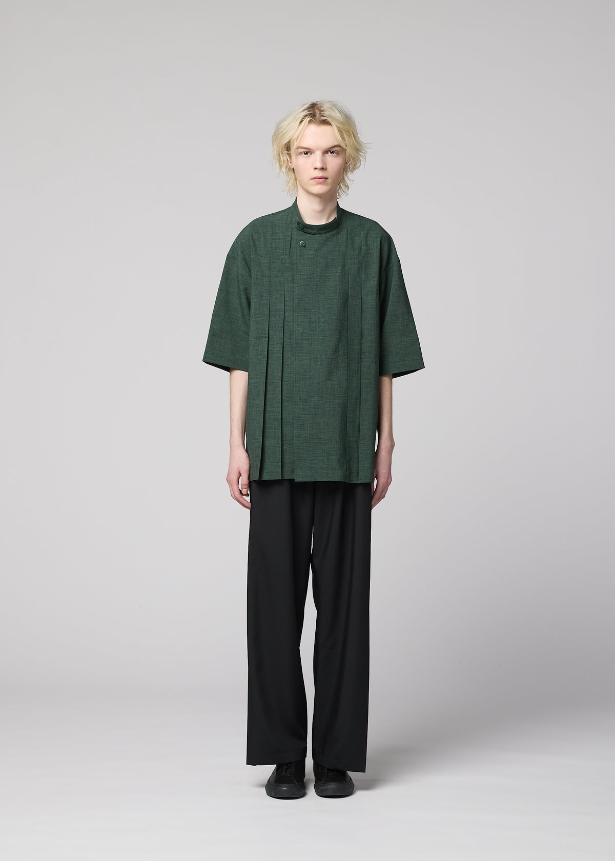 LINEN LIKE SHIRT、メンズ_トップス_シャツ、着用画像1