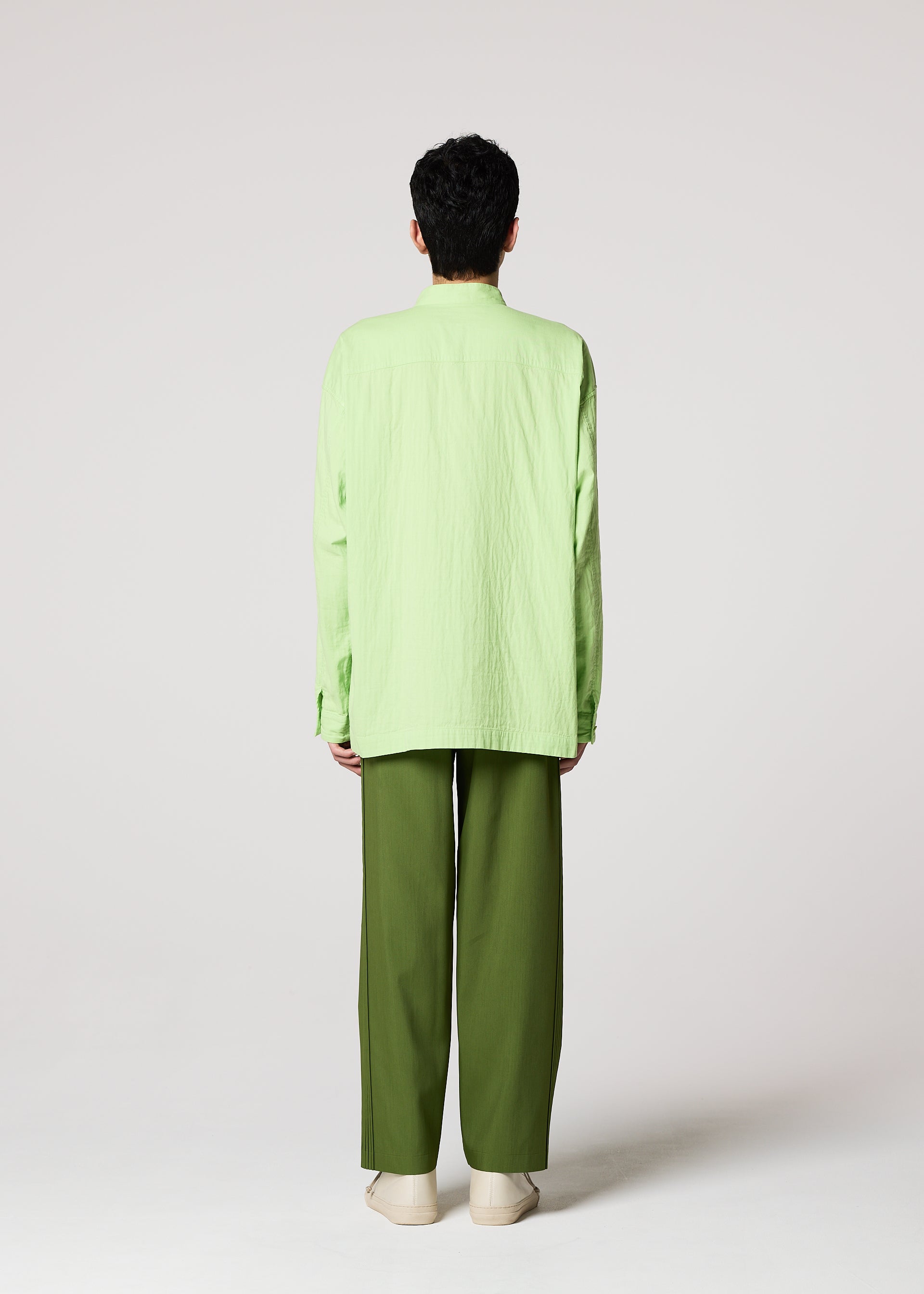 群言堂 根々 asana コットンシャツ 8部袖　グリーン DOUBLE FACE COTTON SHIRT – isseymiyake.com