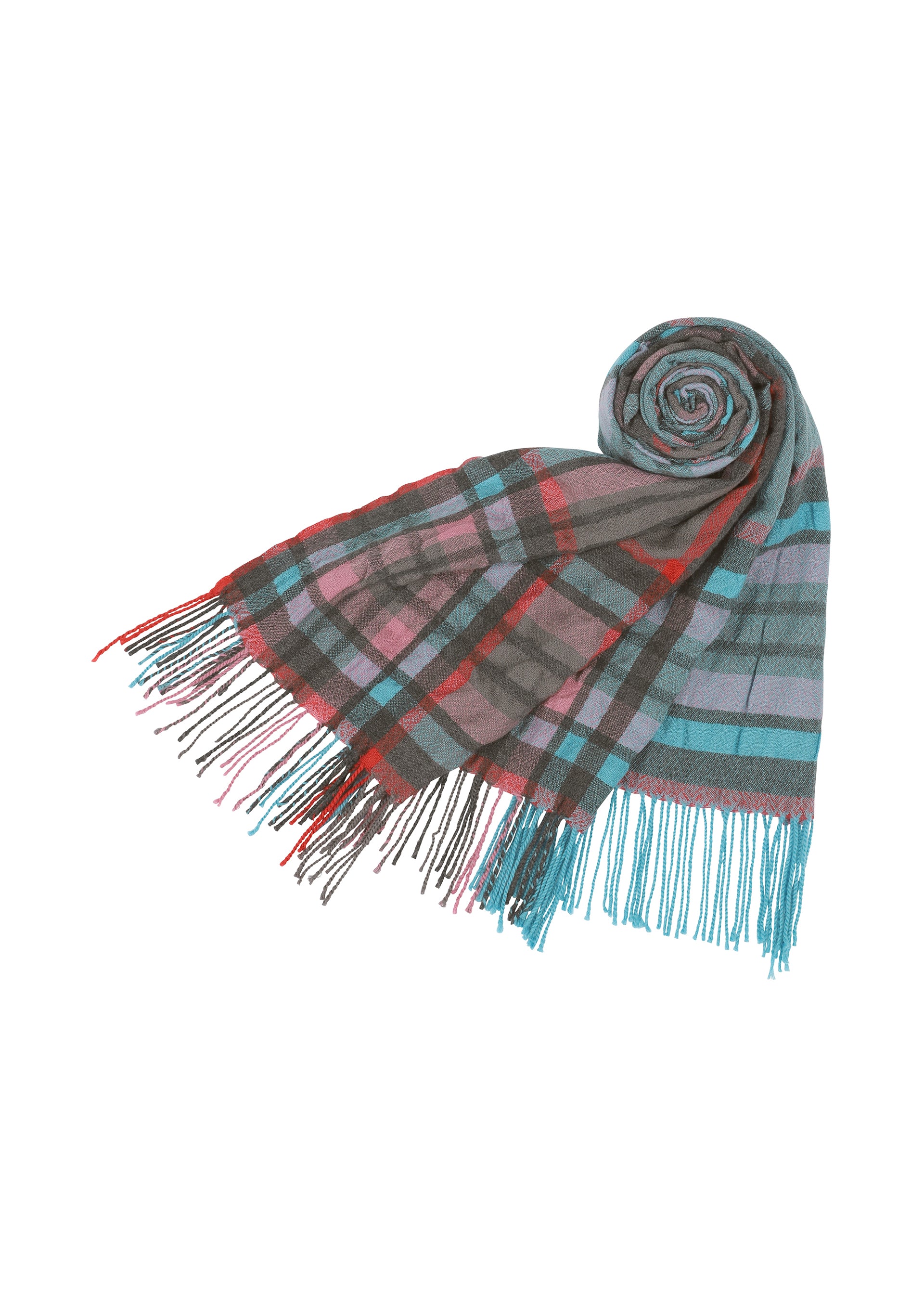 TARTAN CHECK SHRINK WOOL STOLE