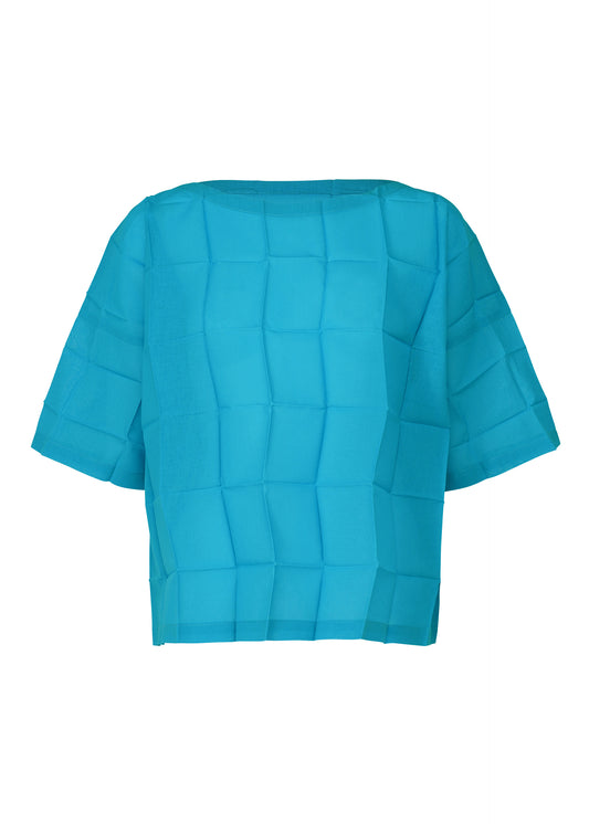 DICE PLEATS SHIRT、ウィメンズ_トップス_トップ、ブルー