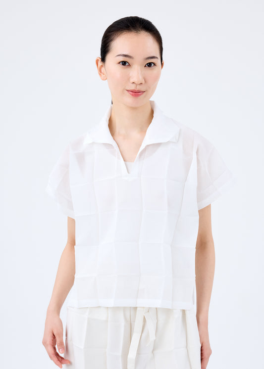 DICE PLEATS SHIRT、ウィメンズ_トップス_トップ、着用画像1