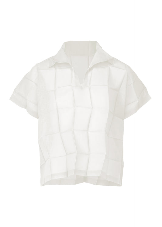 DICE PLEATS SHIRT、ウィメンズ_トップス_トップ、ホワイト
