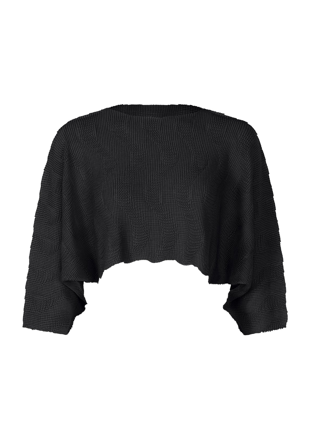 WAVE KNIT STRETCH PLEATS、ウィメンズ_トップス_トップ、ブラック