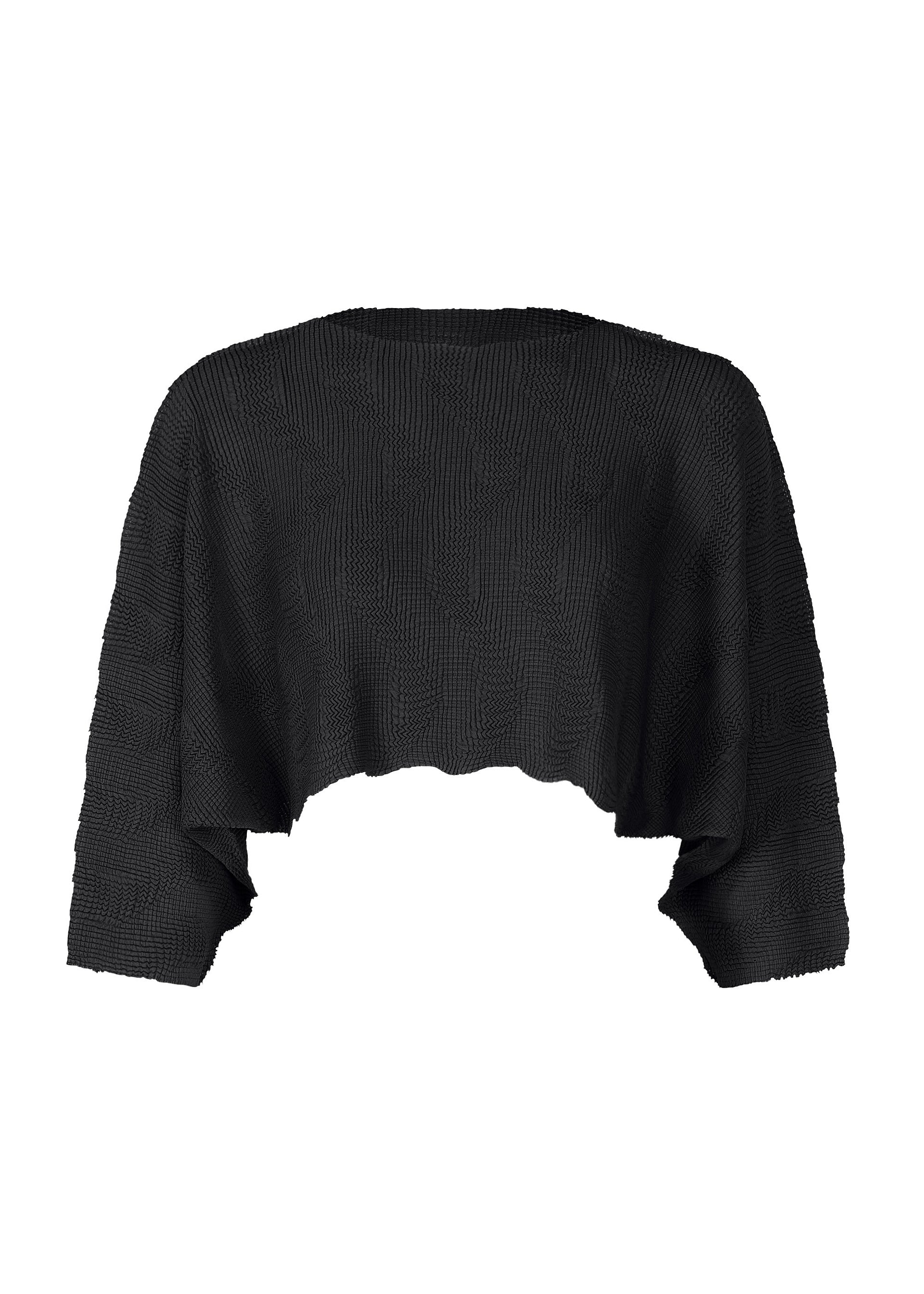 WAVE KNIT STRETCH PLEATS、ウィメンズ_トップス_トップ、ブラック