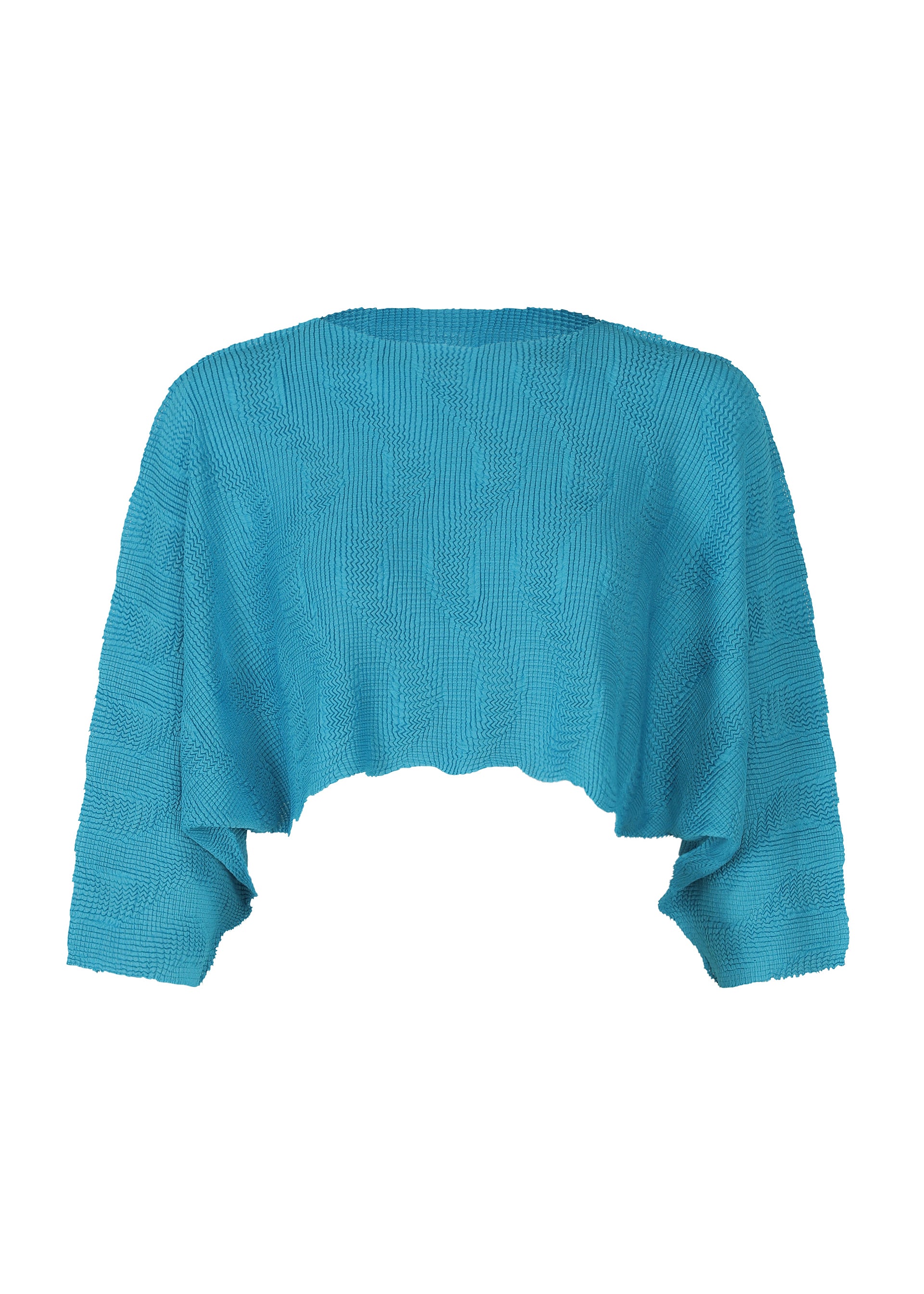 WAVE KNIT STRETCH PLEATS、ウィメンズ_トップス_トップ、ブルー