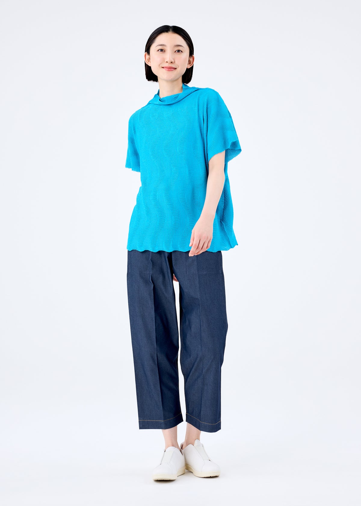 WAVE KNIT STRETCH PLEATS、ウィメンズ_トップス_トップ、着用画像3
