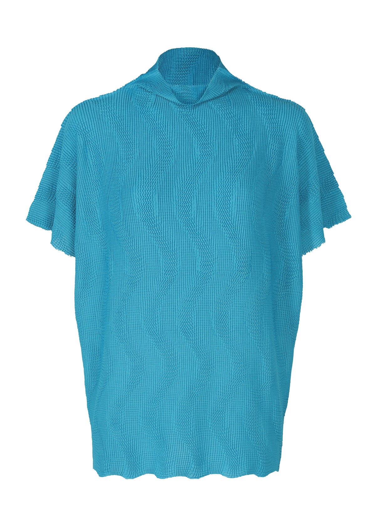 WAVE KNIT STRETCH PLEATS、ウィメンズ_トップス_トップ、ブルー