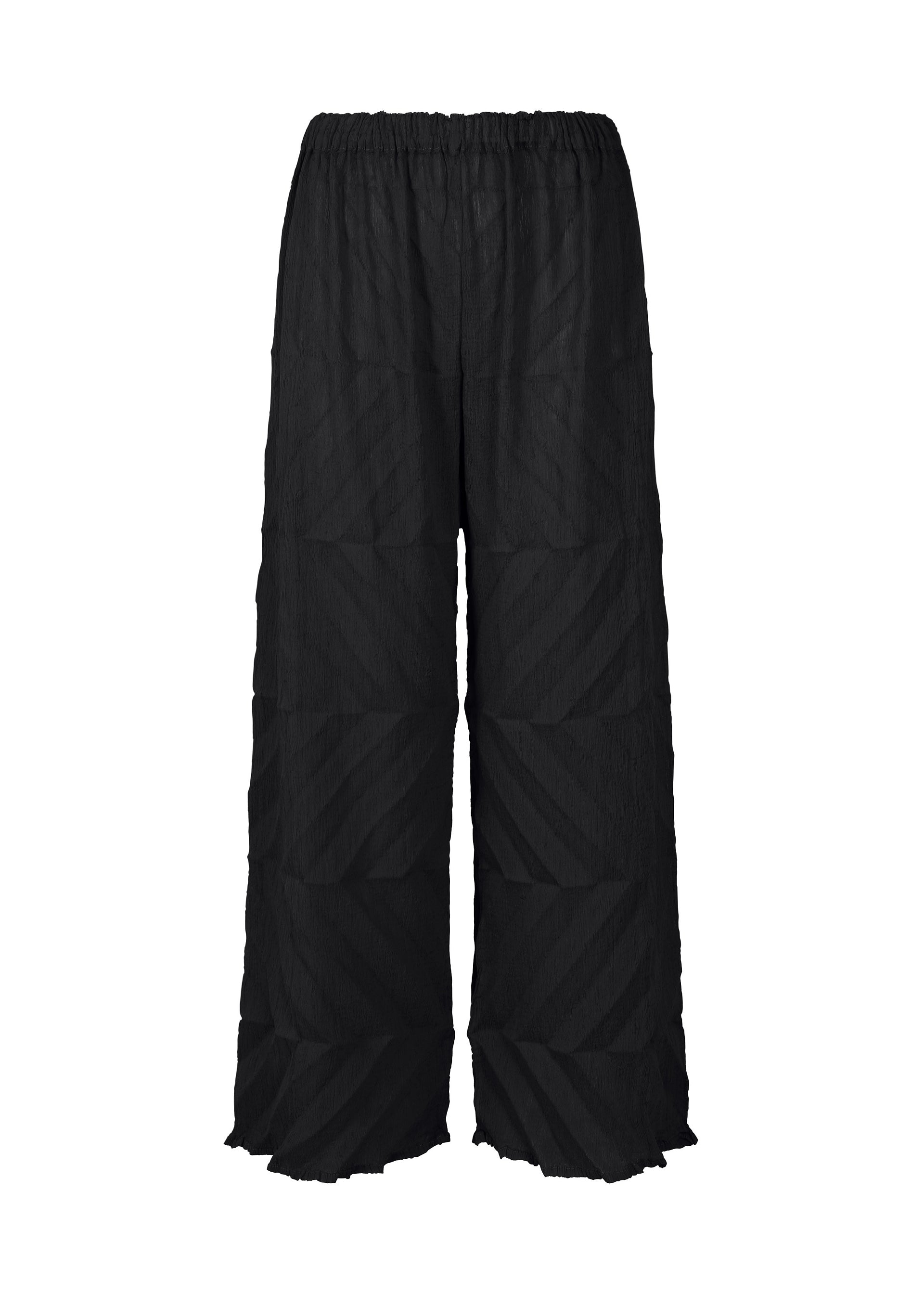 ZIG ZAG SEE-THROUGH CREPE、ウィメンズ_パンツ、ブラック