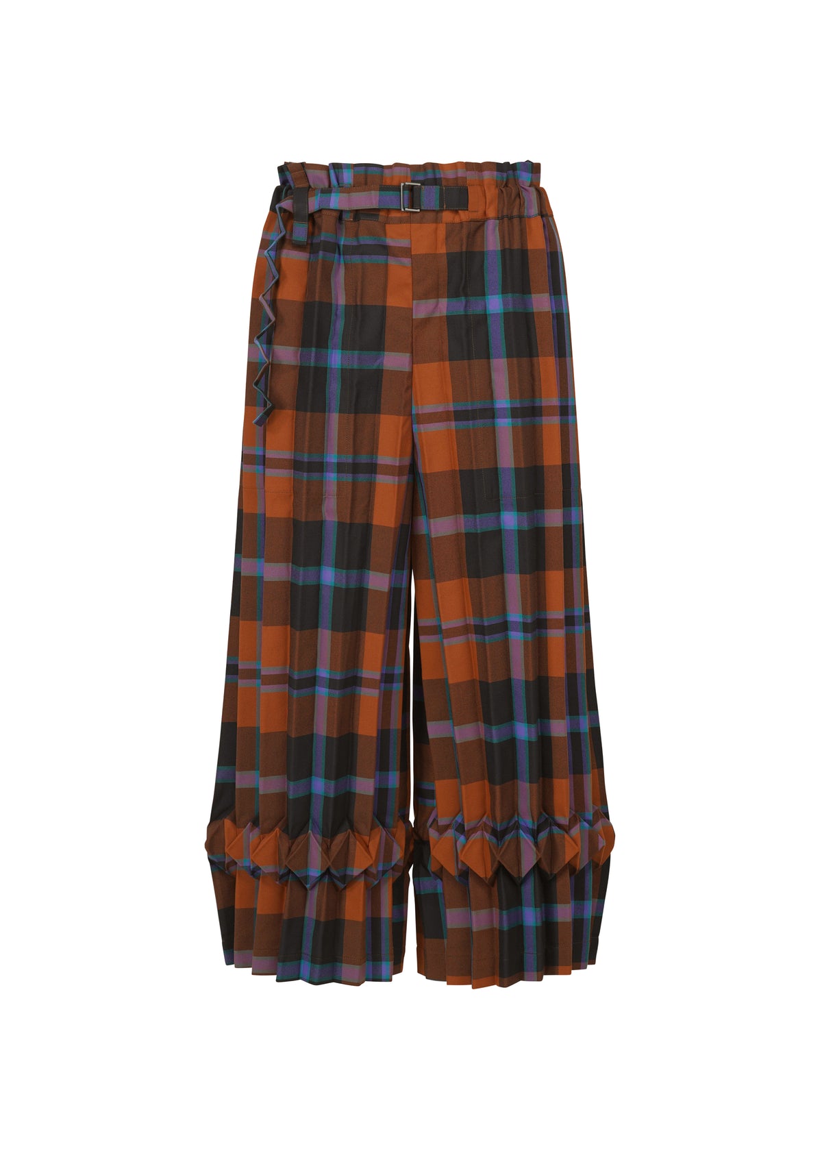 TARTAN CHECK PLEATS、ウィメンズ_パンツ、オレンジ