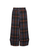TARTAN CHECK PLEATS、ウィメンズ_パンツ、ネイビー