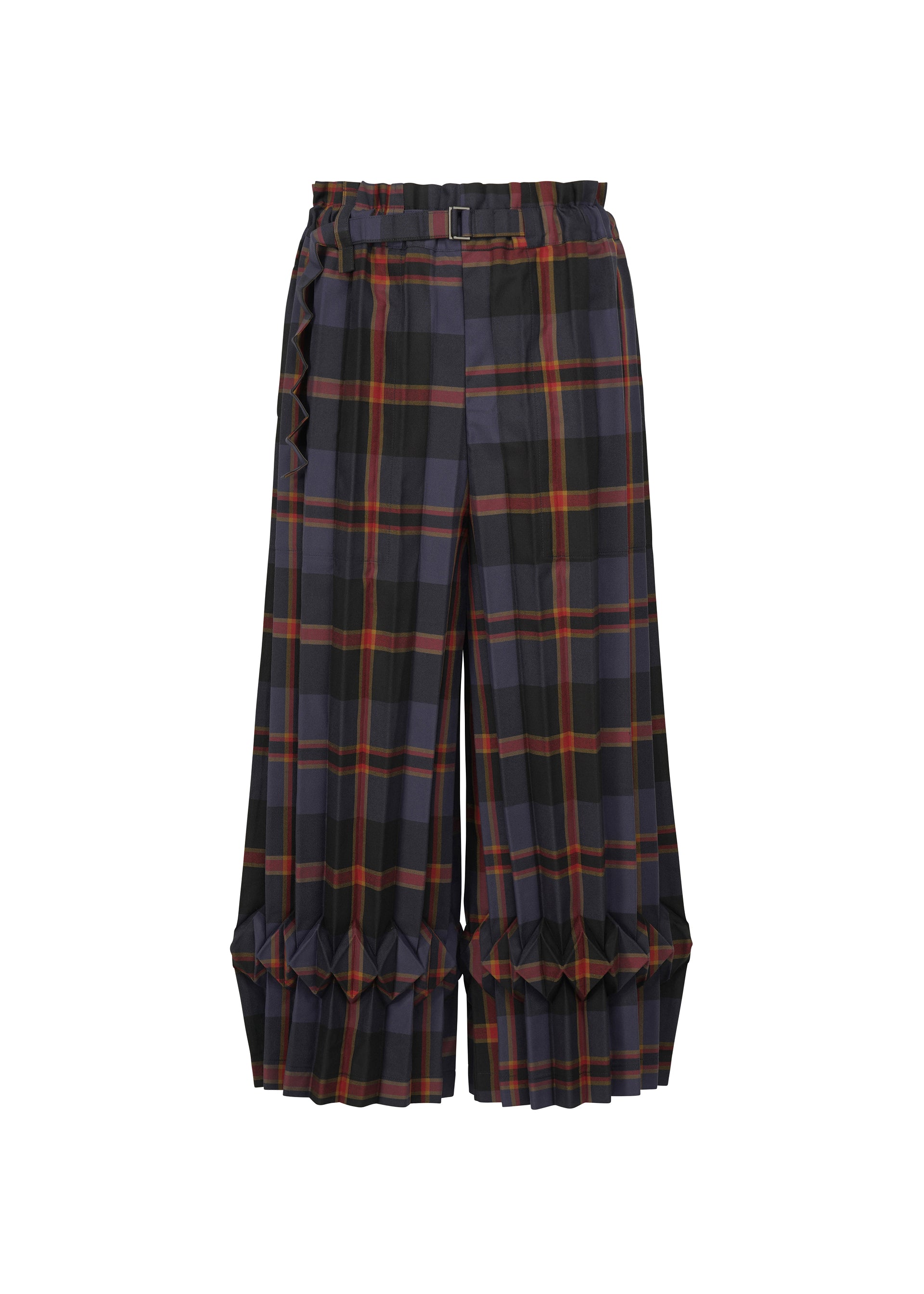 TARTAN CHECK PLEATS、ウィメンズ_パンツ、ネイビー