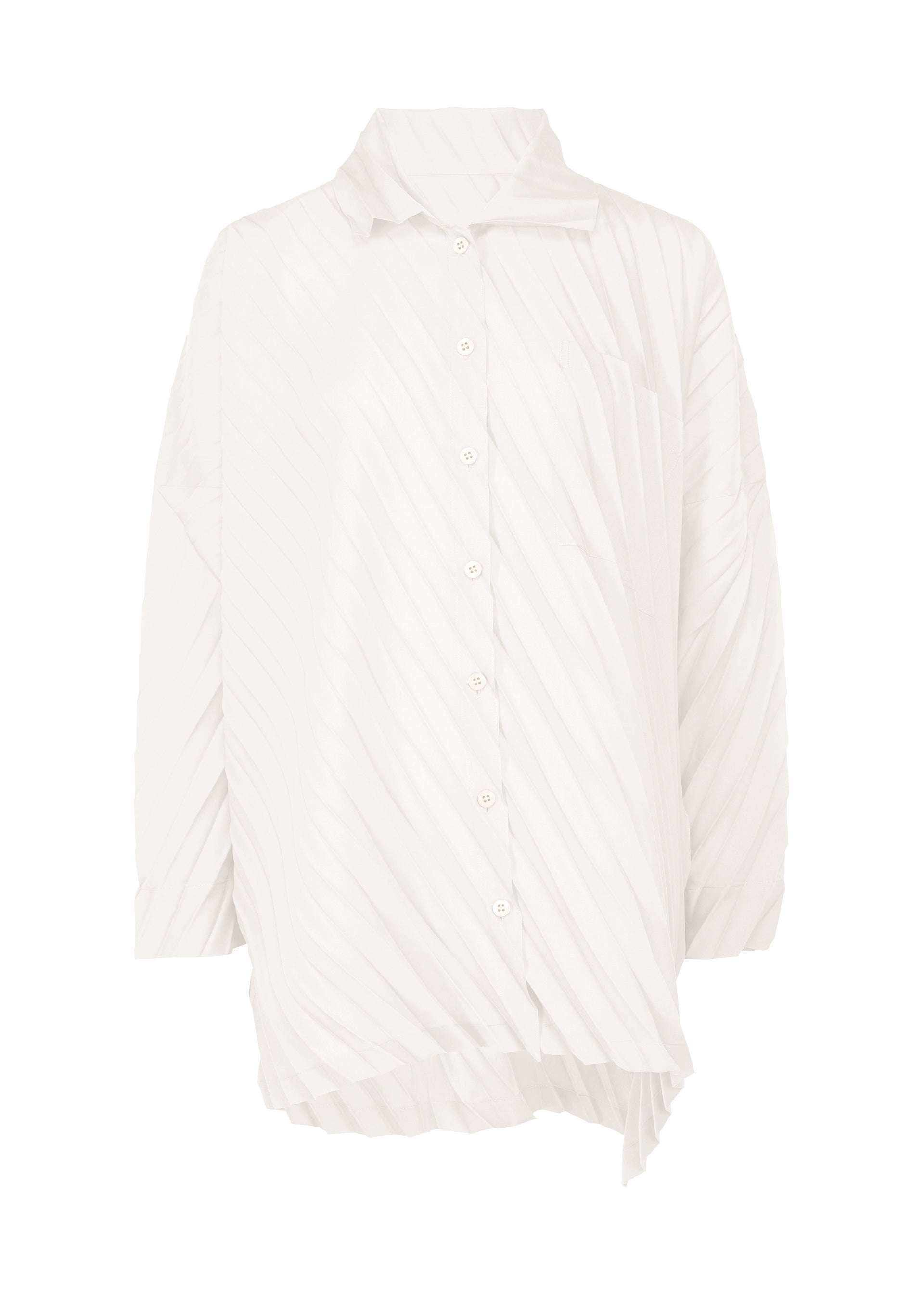 ANGLE PLEATS SHIRT、ウィメンズ_トップス_トップ、ホワイト