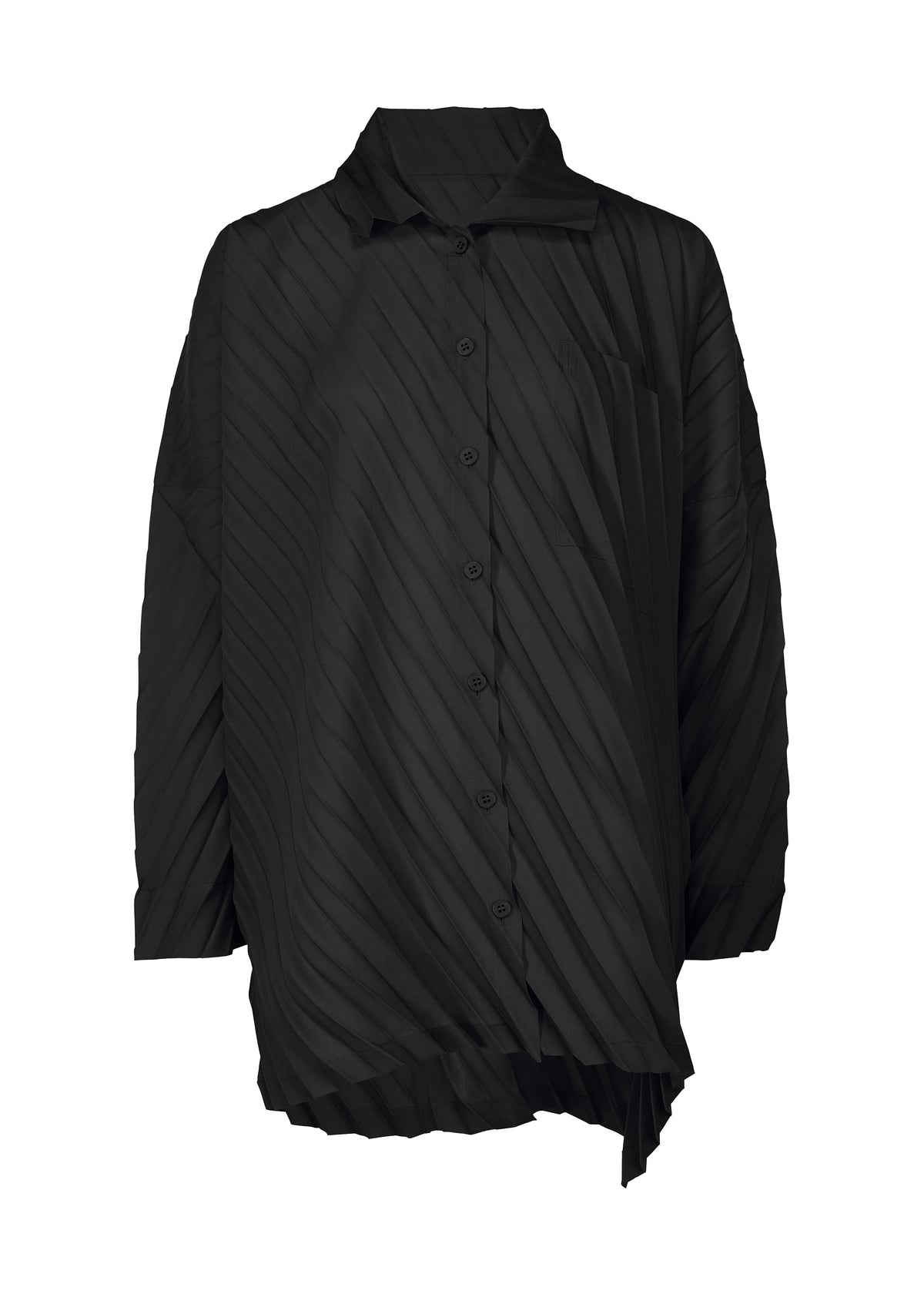 ANGLE PLEATS SHIRT、ウィメンズ_トップス_トップ、ブラック