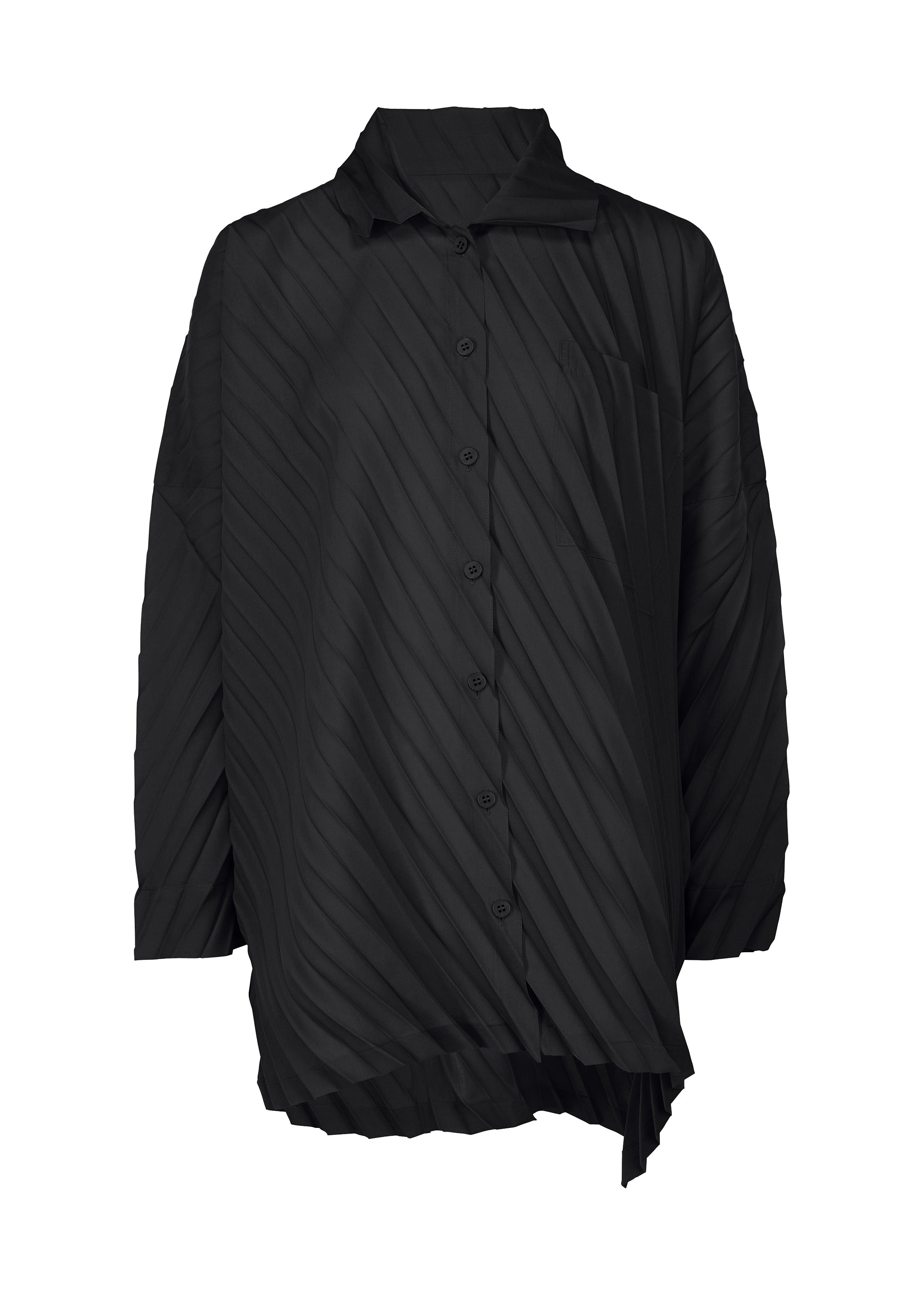 ANGLE PLEATS SHIRT、ウィメンズ_トップス_トップ、ブラック