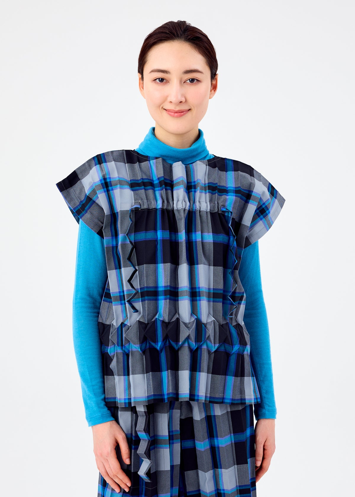 TARTAN CHECK PLEATS、ウィメンズ_トップス_トップ、着用画像1