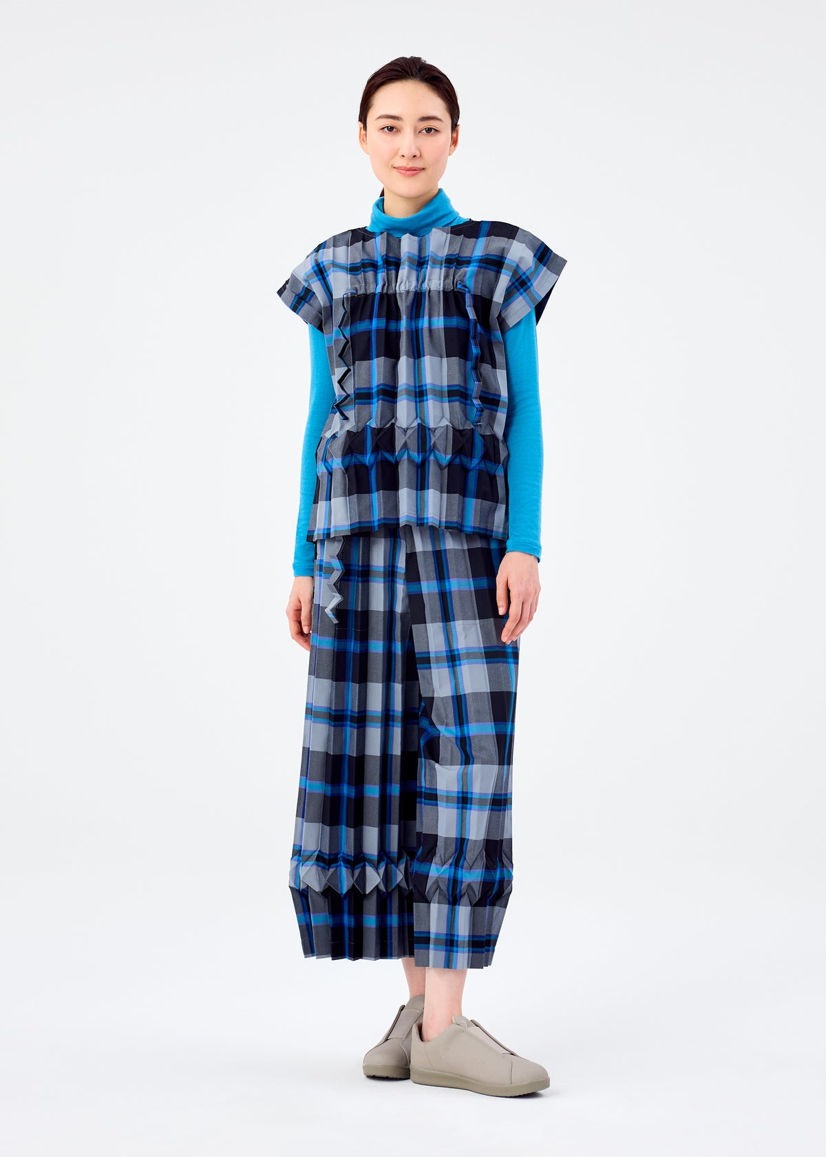 TARTAN CHECK PLEATS、ウィメンズ_トップス_トップ、着用画像3