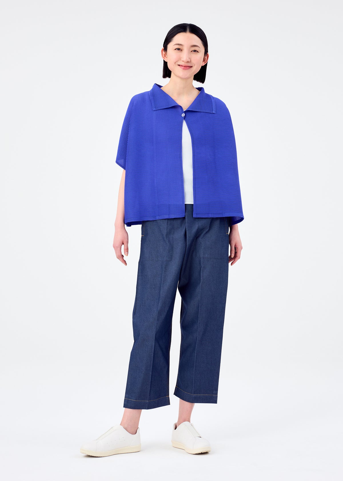 SQUARE STRETCH PLEATS、ウィメンズ_トップス_カーディガン、着用画像3