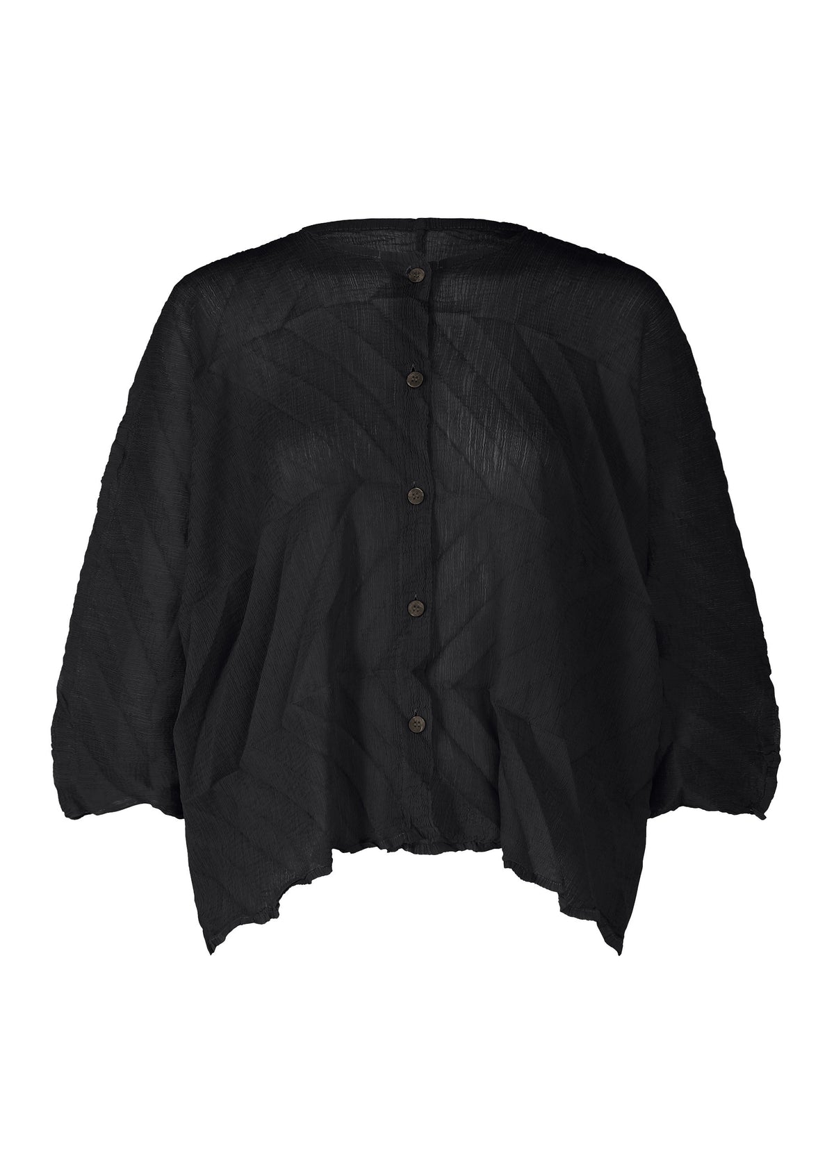 ZIG ZAG SEE-THROUGH CREPE、ウィメンズ_トップス_カーディガン、ブラック