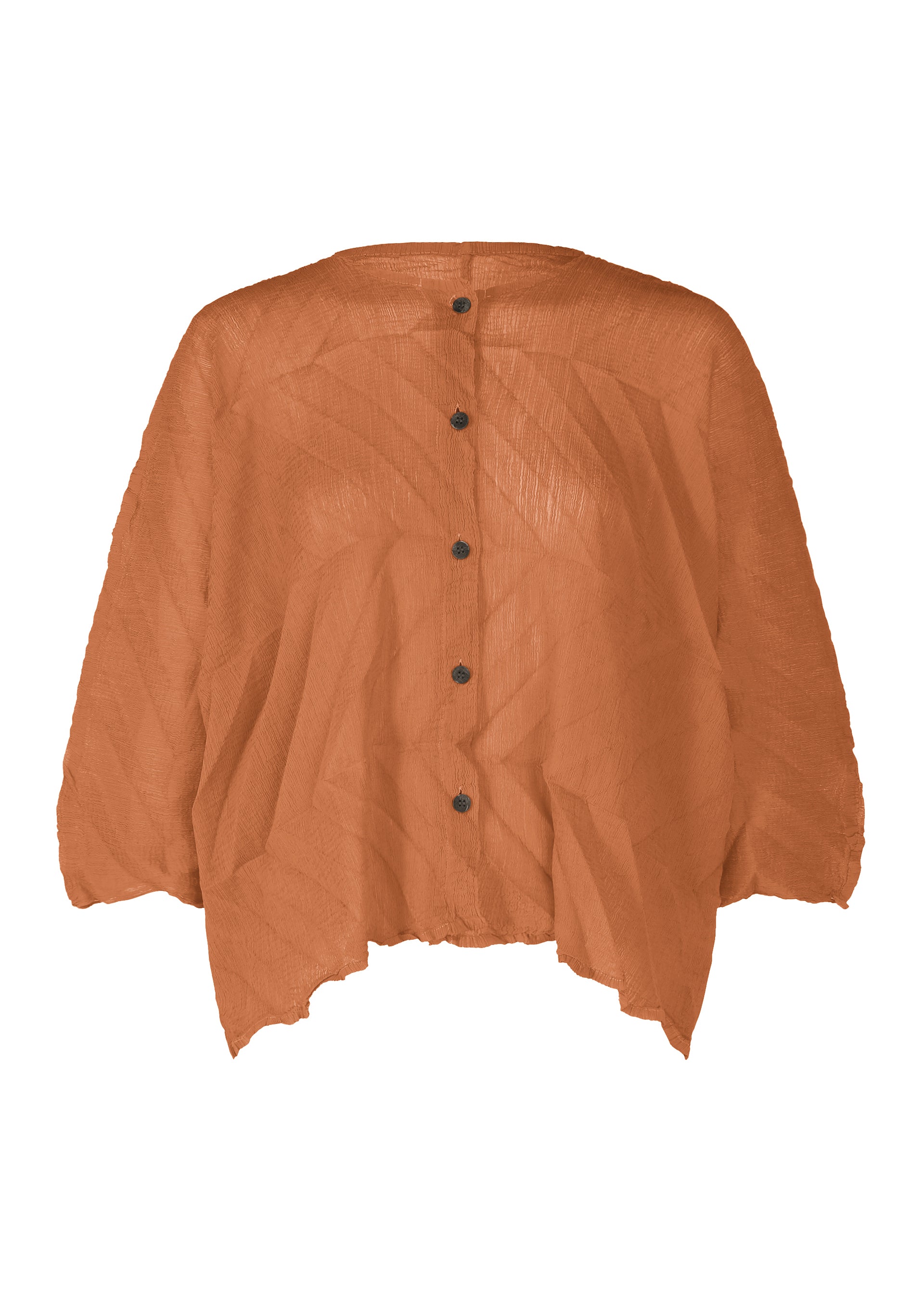 ZIG ZAG SEE-THROUGH CREPE、ウィメンズ_トップス_カーディガン、オレンジ
