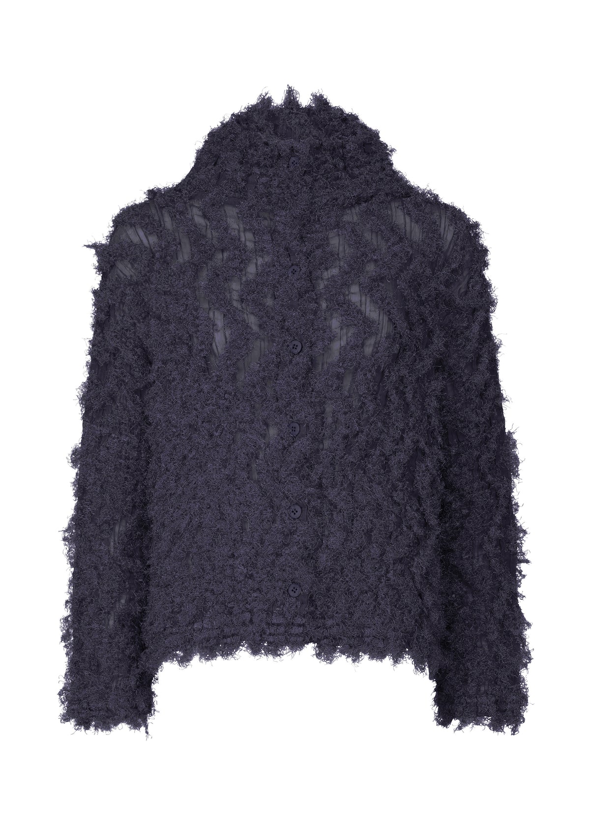 SHAGGY PLEATS、ウィメンズ_トップス_カーディガン、ネイビー