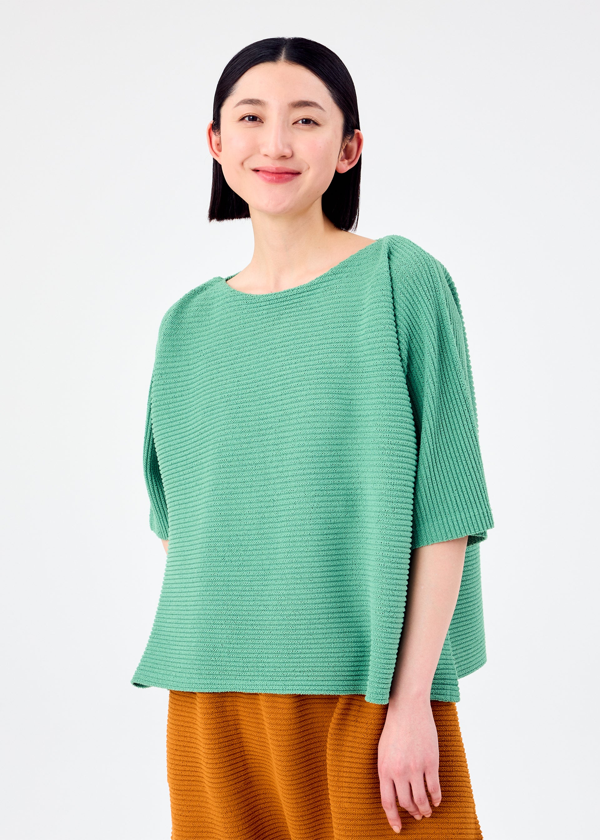 FUWA FUWA MESH PLEATS、ウィメンズ_トップス_トップ、着用画像1