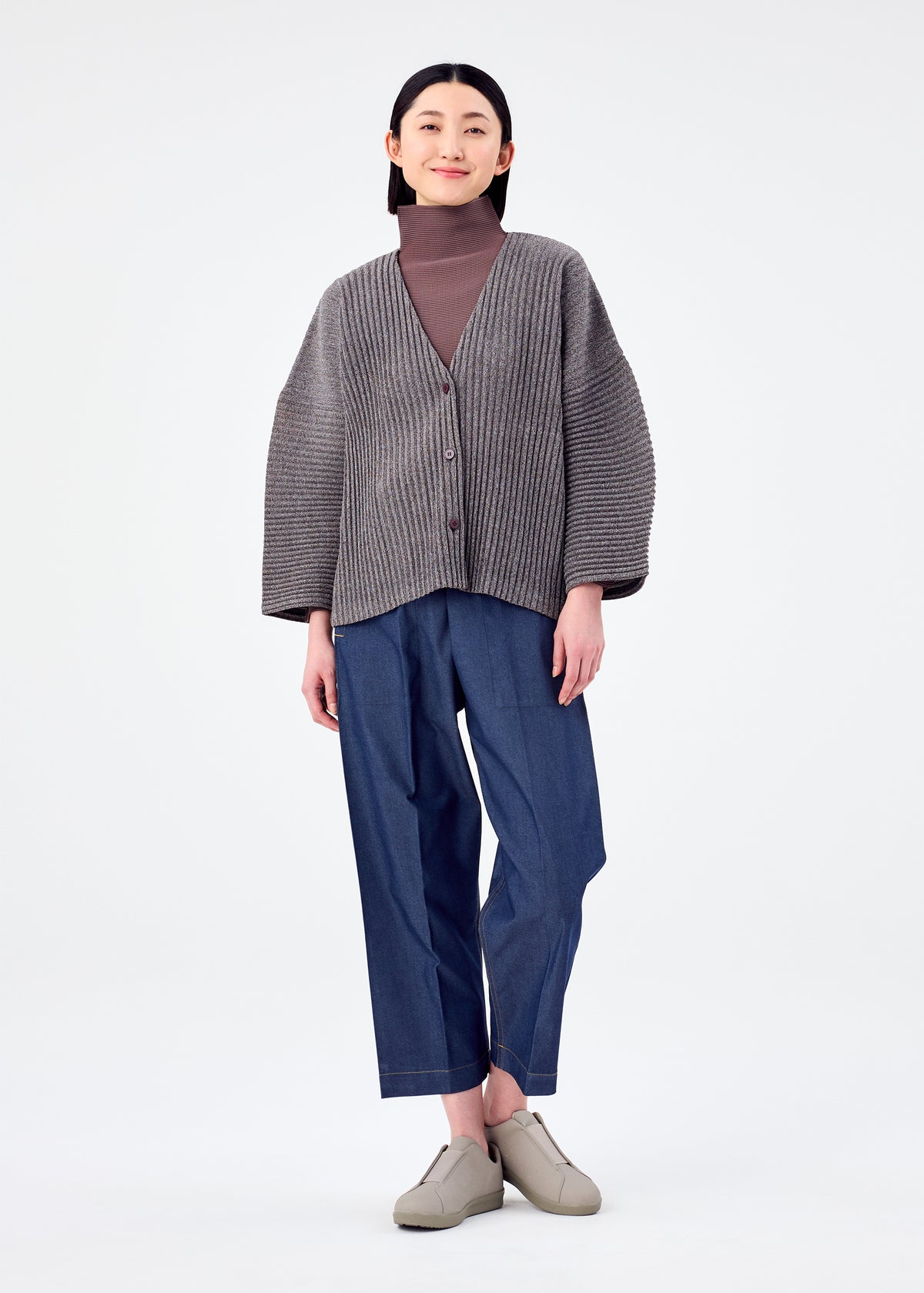 CORDUROY PLEATS、ウィメンズ_トップス_カーディガン、着用画像3