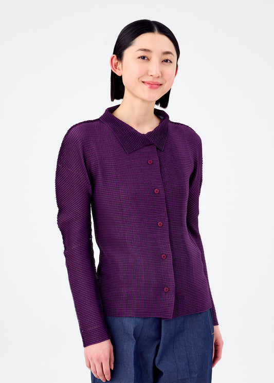 KNIT STRETCH PLEATS 1、ウィメンズ_トップス_カーディガン、着用画像1