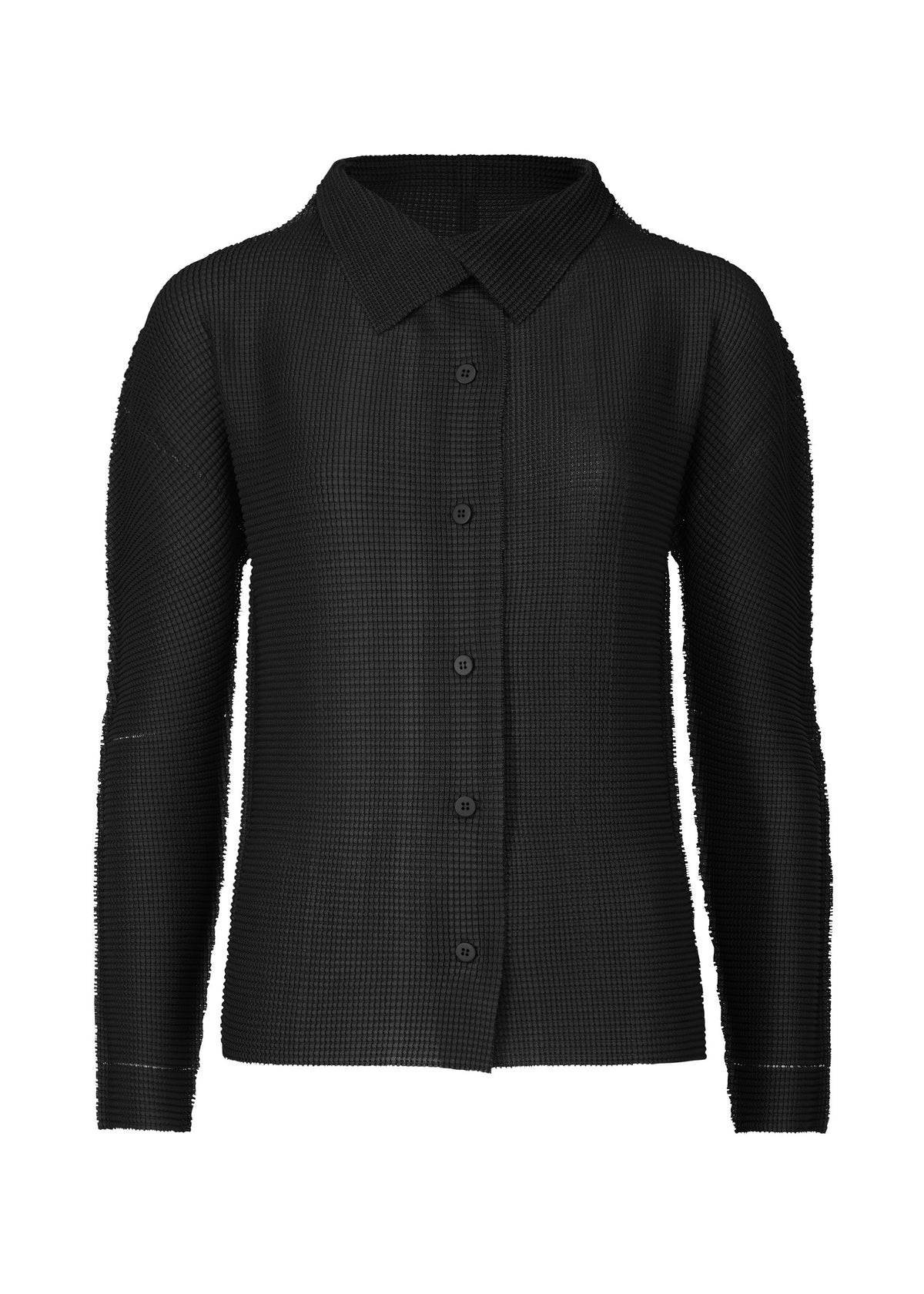 KNIT STRETCH PLEATS 1、ウィメンズ_トップス_カーディガン、ブラック