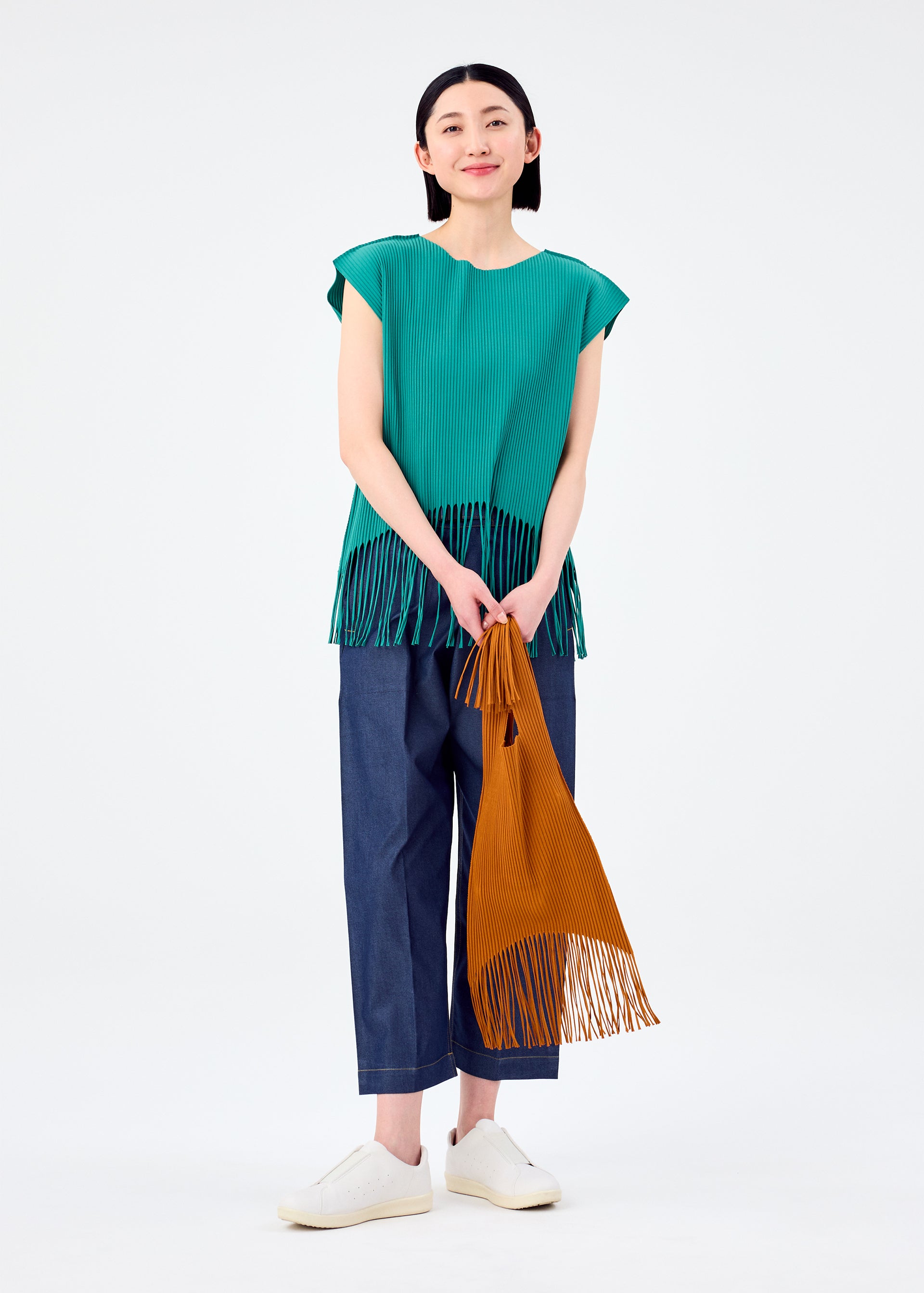 FRINGE FINE KNIT PLEATS BAG、バッグ&財布_トートバッグ、着用画像1