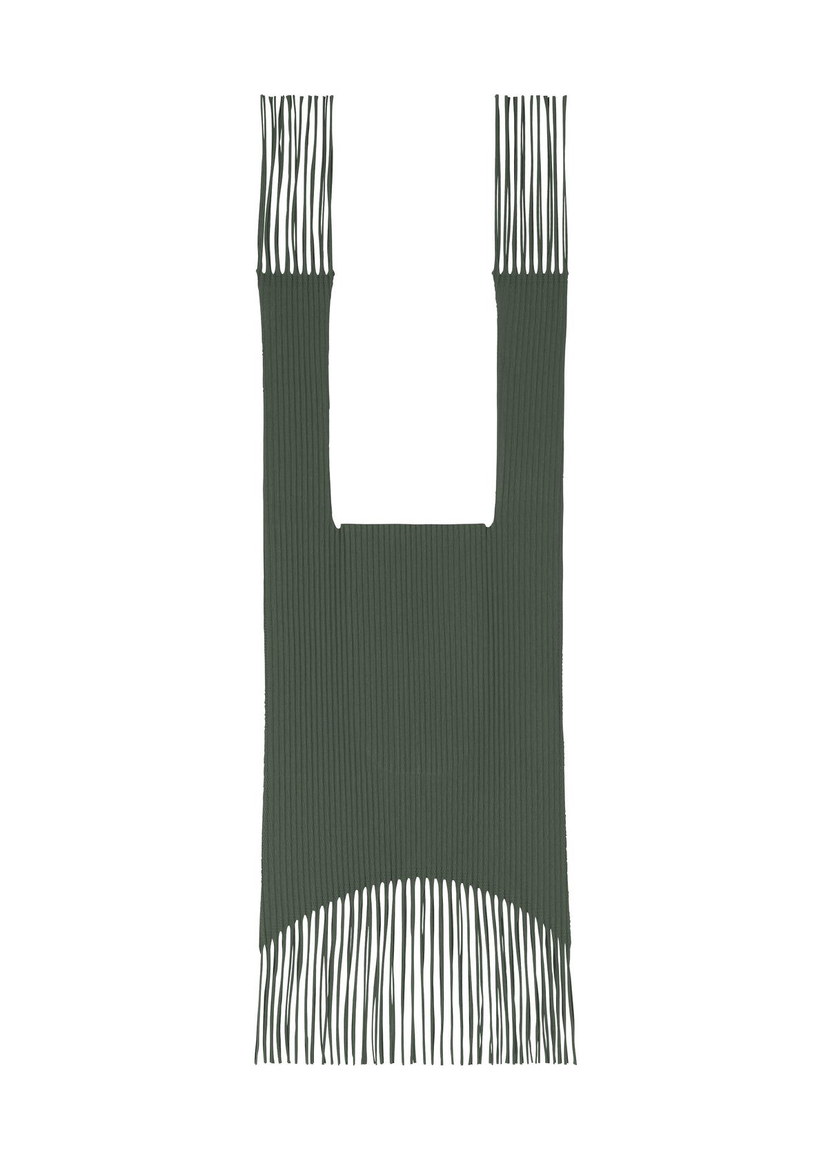 FRINGE FINE KNIT PLEATS BAG、バッグ&財布_トートバッグ、カーキ