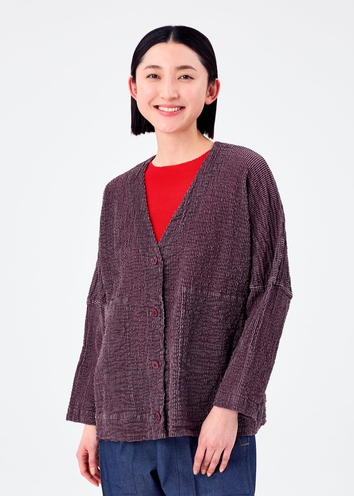 STRIPE FLOCKY CAULIFLOWER、ウィメンズ_トップス_カーディガン、着用画像1