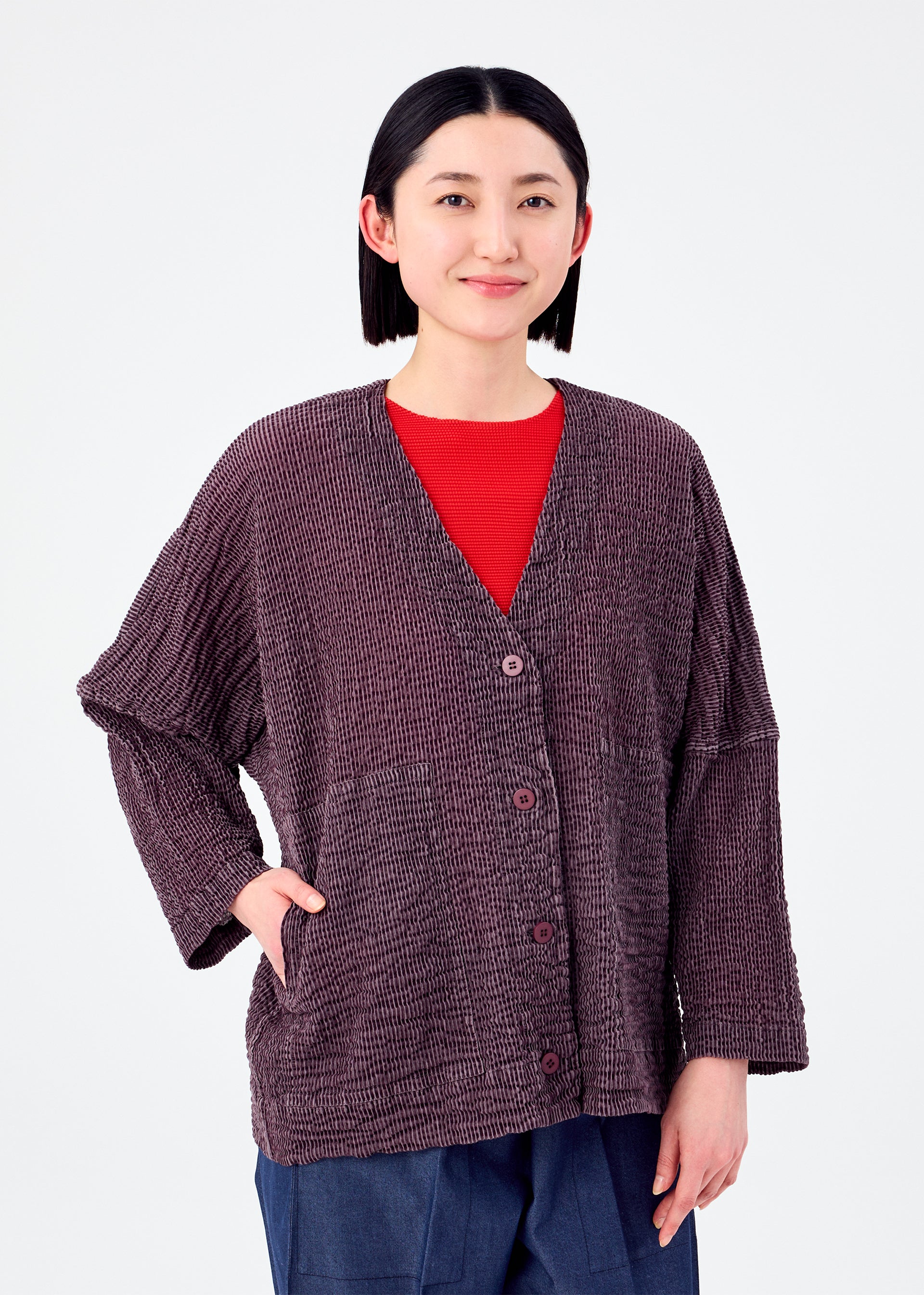 STRIPE FLOCKY CAULIFLOWER、ウィメンズ_トップス_カーディガン、着用画像4
