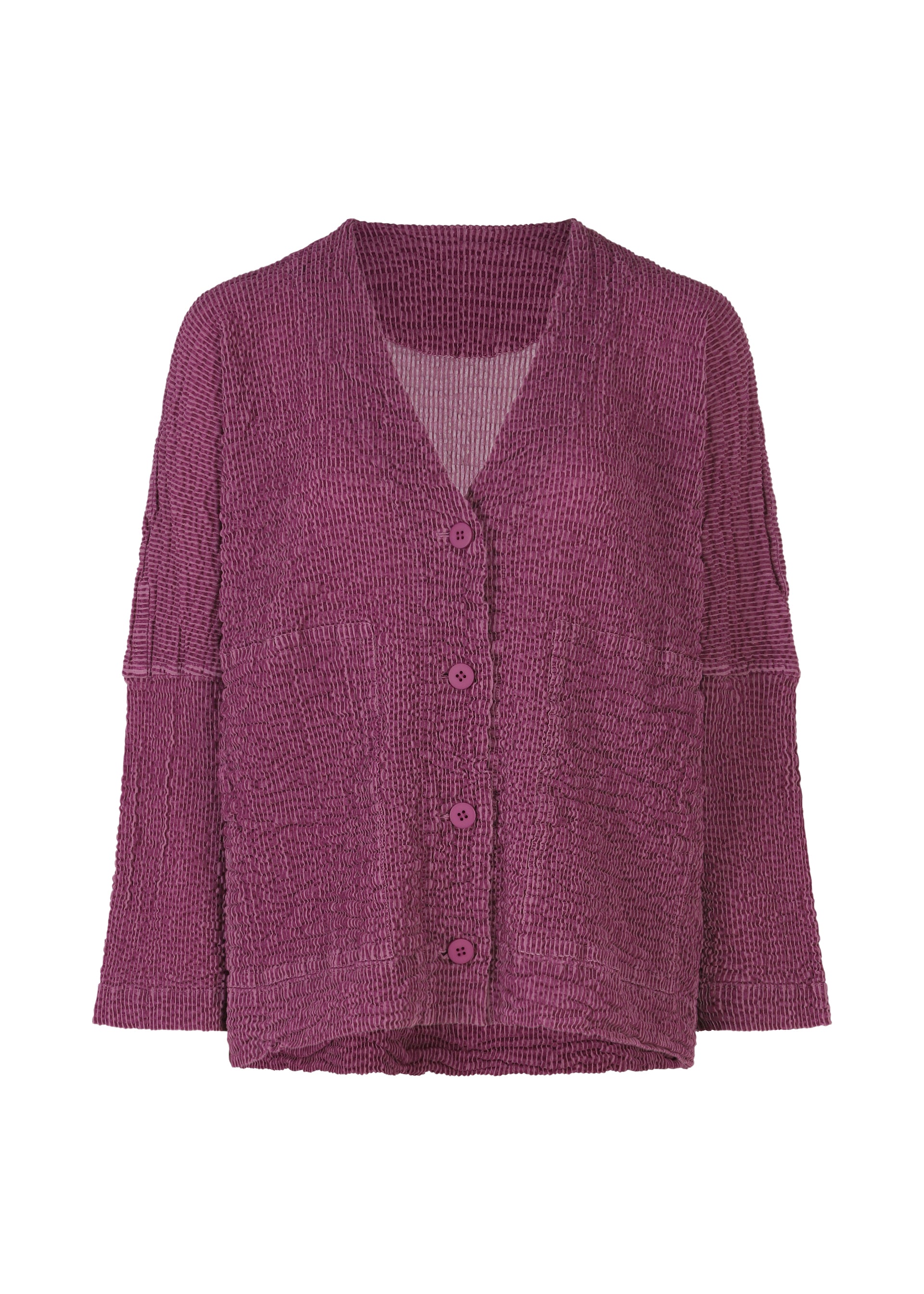 STRIPE FLOCKY CAULIFLOWER、ウィメンズ_トップス_カーディガン、パープル