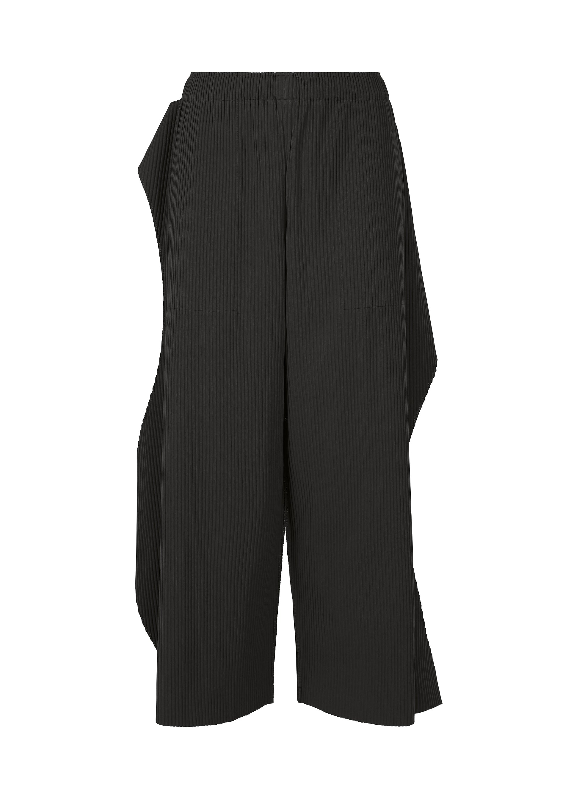 FINE KNIT PLEATS BOTTOM 1、ウィメンズ_パンツ、ブラック