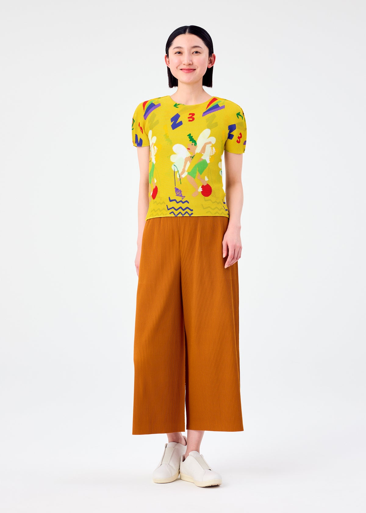 FINE KNIT PLEATS COLOR 2、ウィメンズ_パンツ、着用画像1