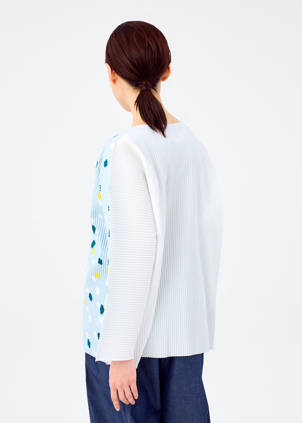 TIME DOTS FINE KNIT PLEATS T、ウィメンズ_トップス_トップ、着用画像4