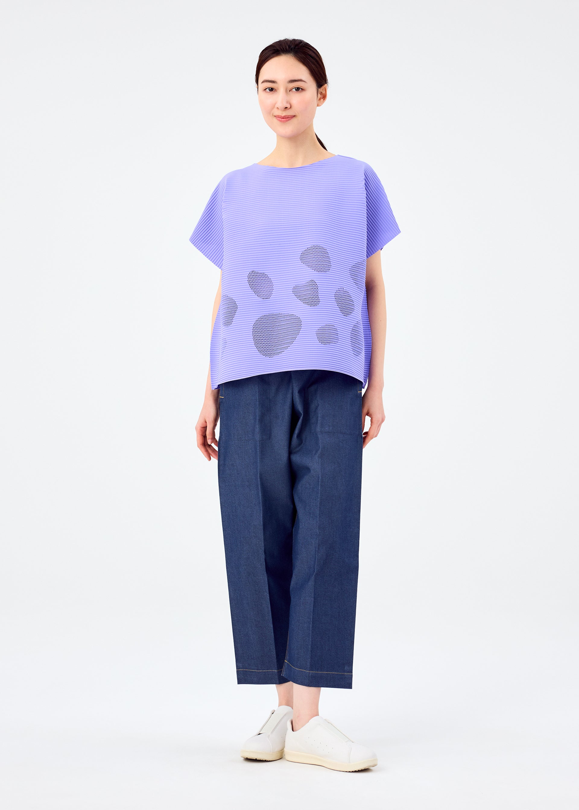 me ISSEY MIYAKE◆プリーツ/半袖ブラウス/--/ポリエステル/YLW/チェック/MI61FK486 ISSEY MIYAKE - 美品 ISSEY MIYAKE イッセイミヤケ 総柄プリント