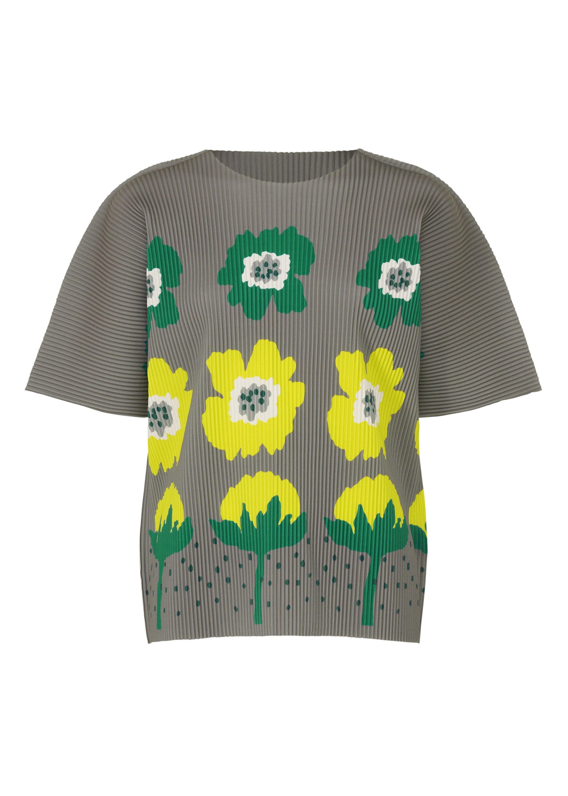 GROW FINE KNIT PLEATS T、ウィメンズ_トップス_トップ、グレー