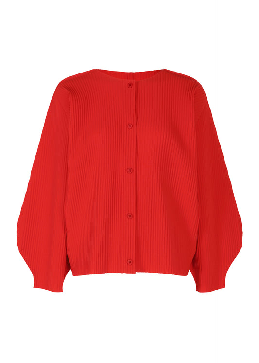 ROUND PLEATS、ウィメンズ_トップス_カーディガン、レッド