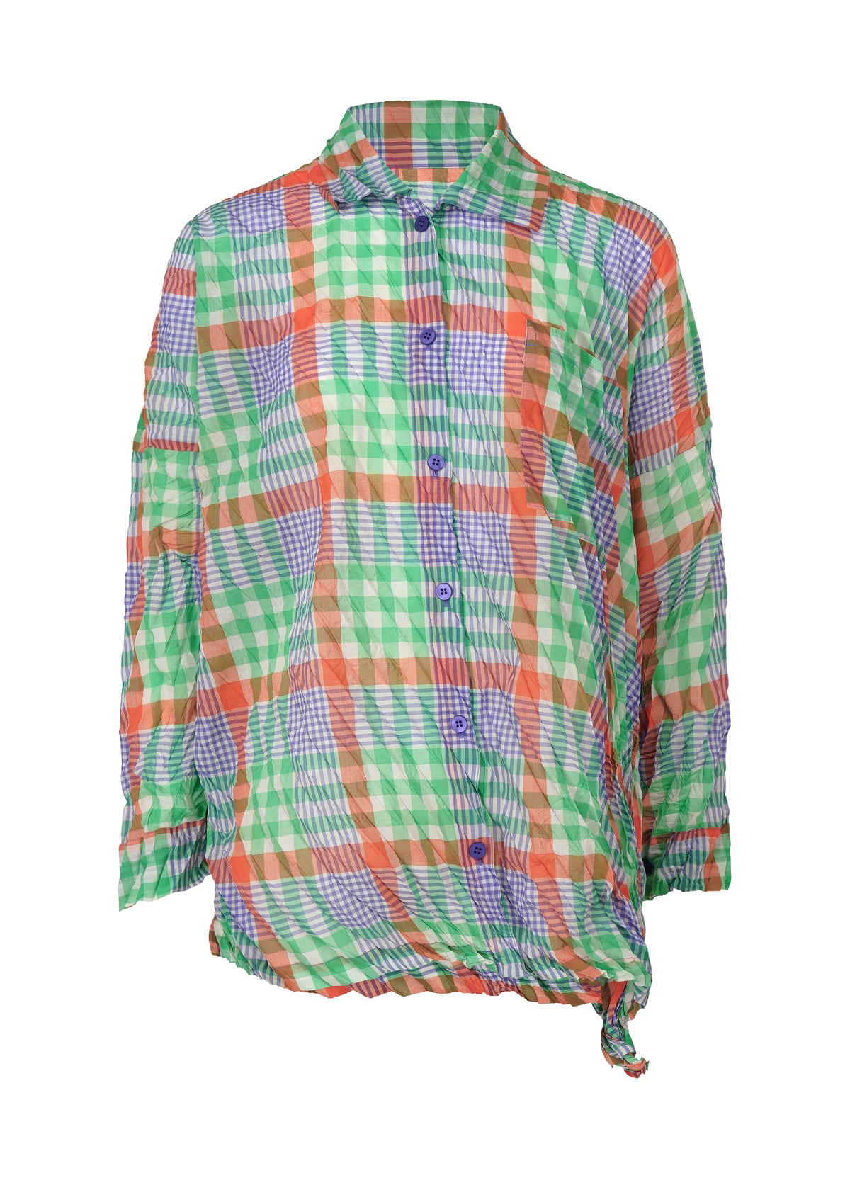 CHECK WHIPPED PLEATS SHIRT、ウィメンズ_トップス_トップ、オレンジ