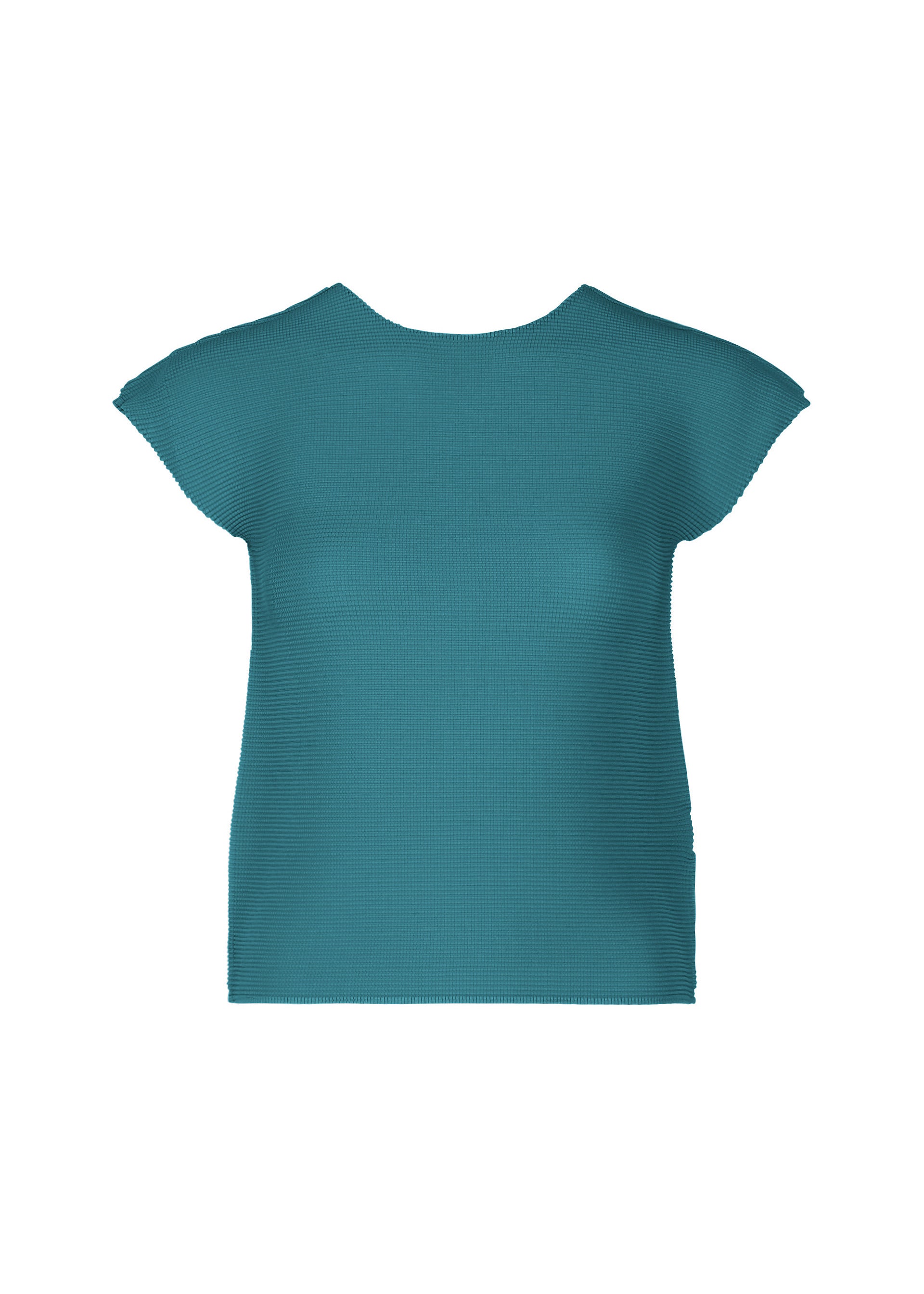 me ISSEY MIYAKE カーブプリーツ フレンチスリーブトップ ブルー STRETCH PLEATS 6 – isseymiyake.com