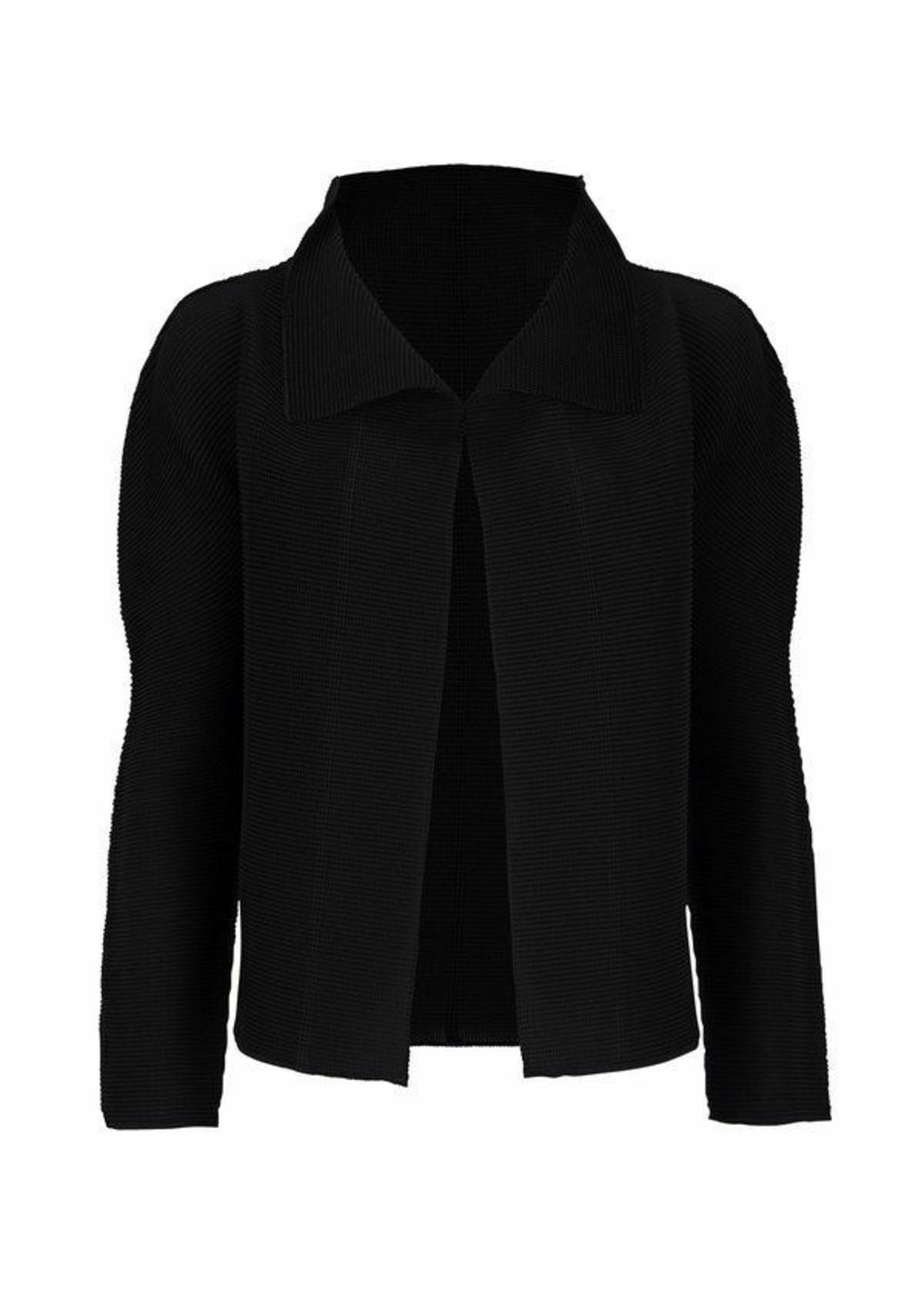 STRETCH PLEATS、ウィメンズ_トップス_カーディガン、ブラック