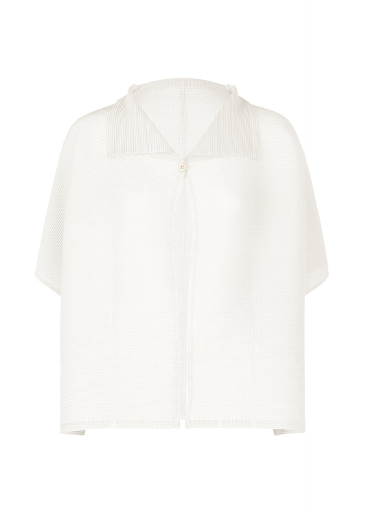SQUARE STRETCH PLEATS、ウィメンズ_トップス_カーディガン、ホワイト