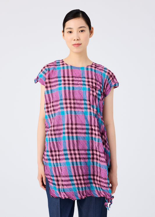 CHECK WHIPPED PLEATS SHIRT、ウィメンズ_トップス_チュニック、着用画像1