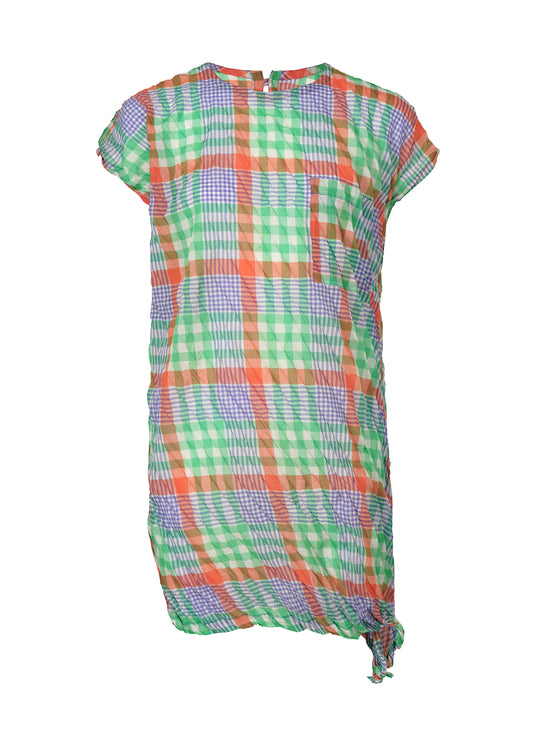 CHECK WHIPPED PLEATS SHIRT、ウィメンズ_トップス_チュニック、オレンジ