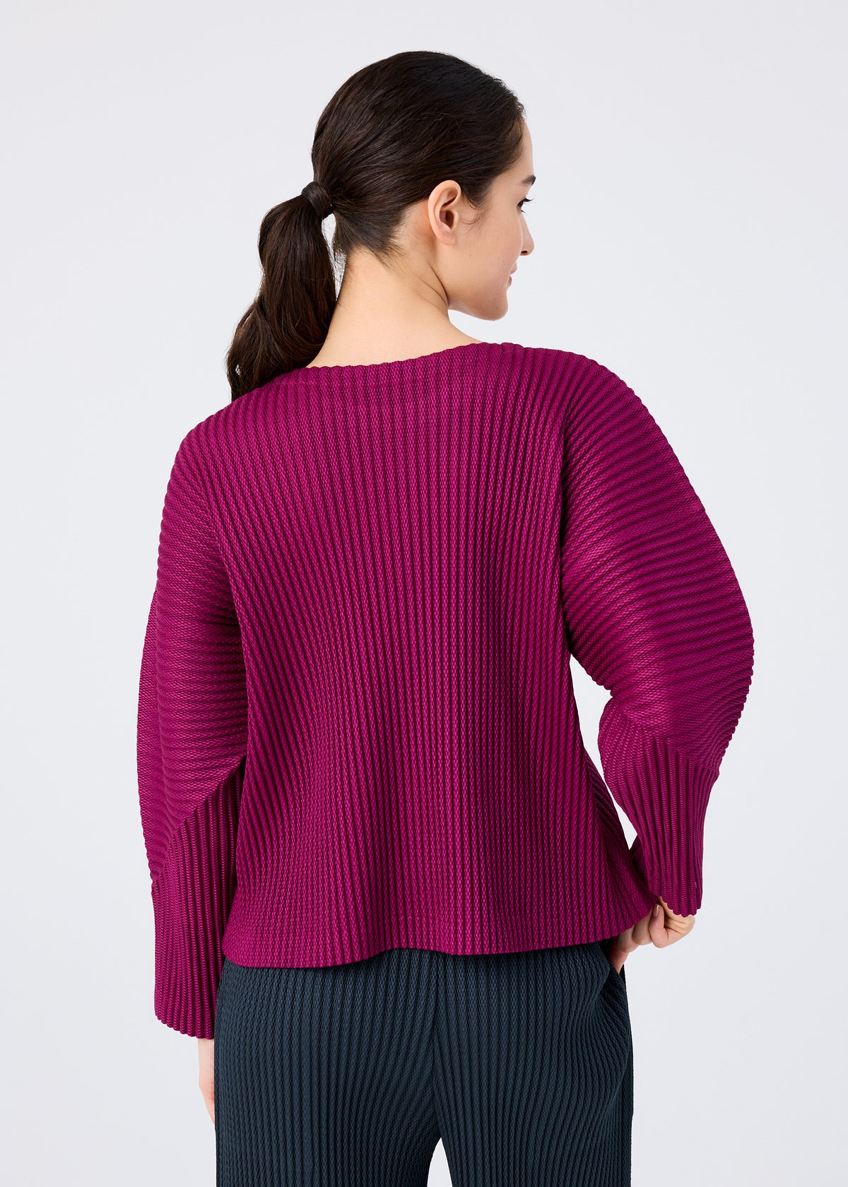 WARM MESH PLEATS、ウィメンズ_トップス_トップ、着用画像2