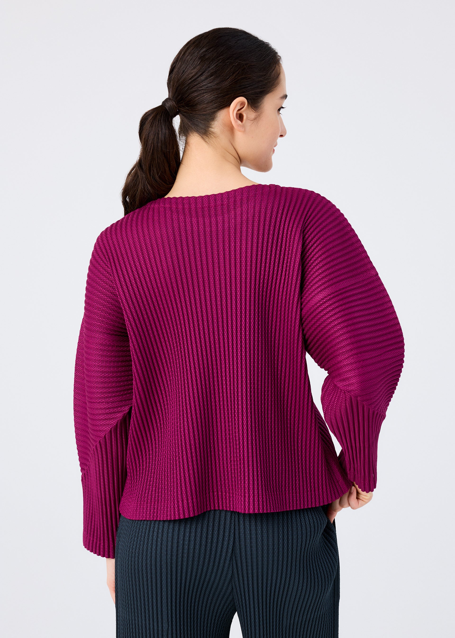 WARM MESH PLEATS、ウィメンズ_トップス_トップ、着用画像2