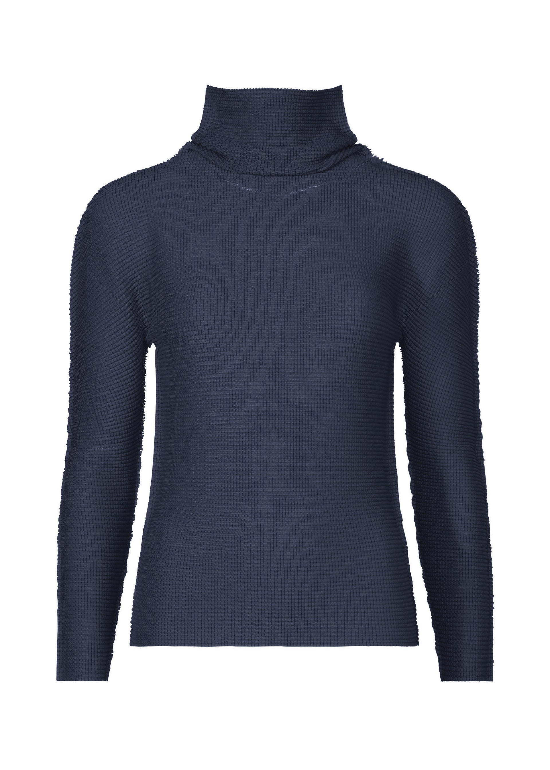 KNIT STRETCH PLEATS 1、ウィメンズ_トップス_トップ、ネイビー