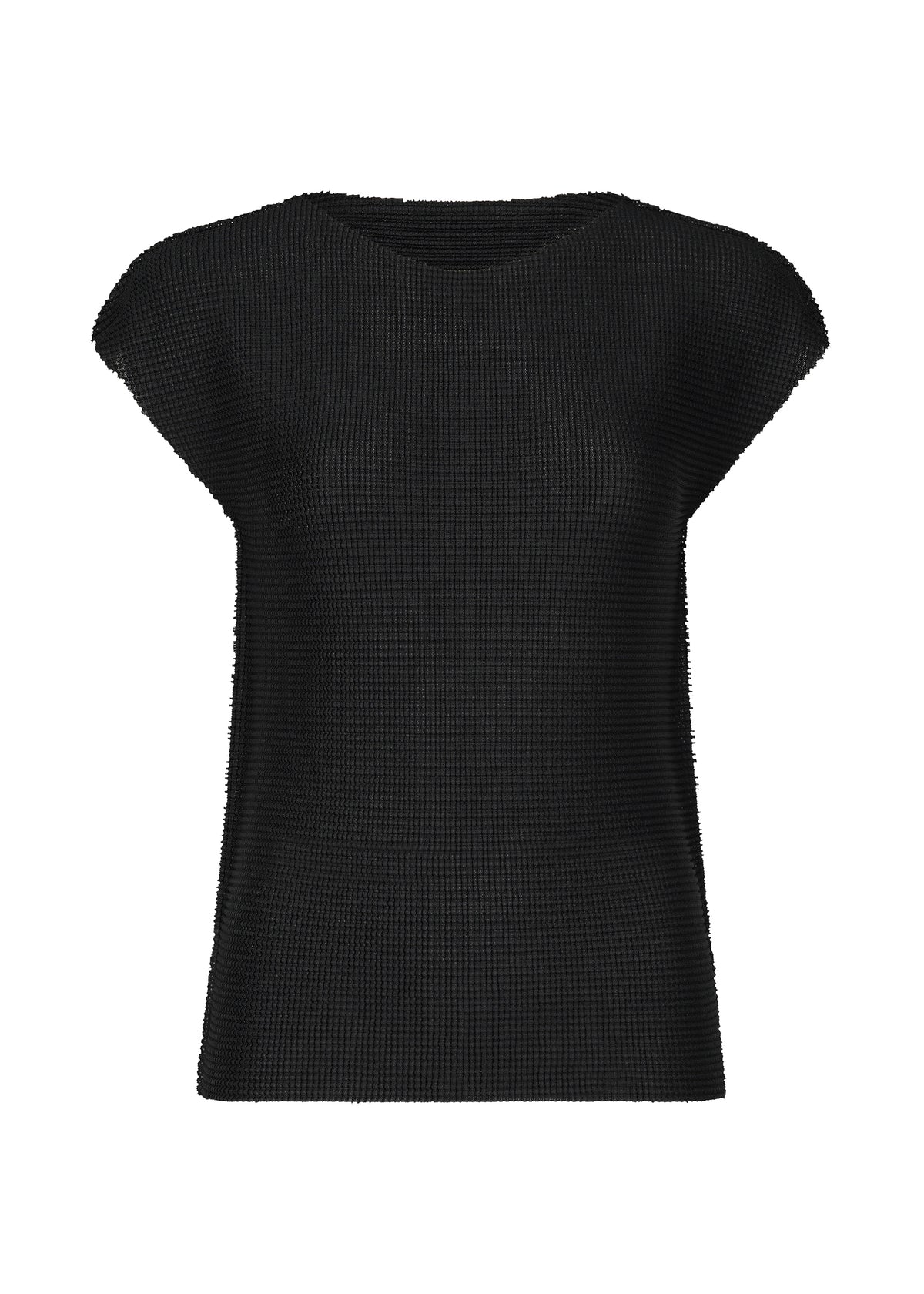 KNIT STRETCH PLEATS、ウィメンズ_トップス_トップ、ブラック