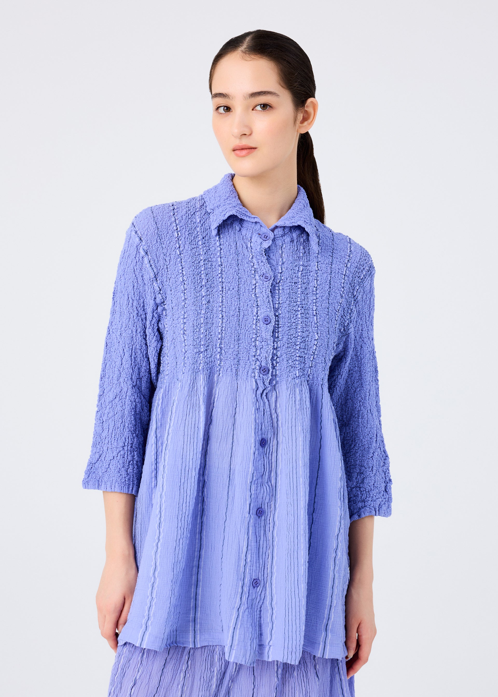 【タグ付新品】イッセイミヤケ シャーリング スカート カリフラワー パープル 紫 イッセイミヤケ ミーISSEY MIYAKE me カリフラワースカート 紫F (K-162057)